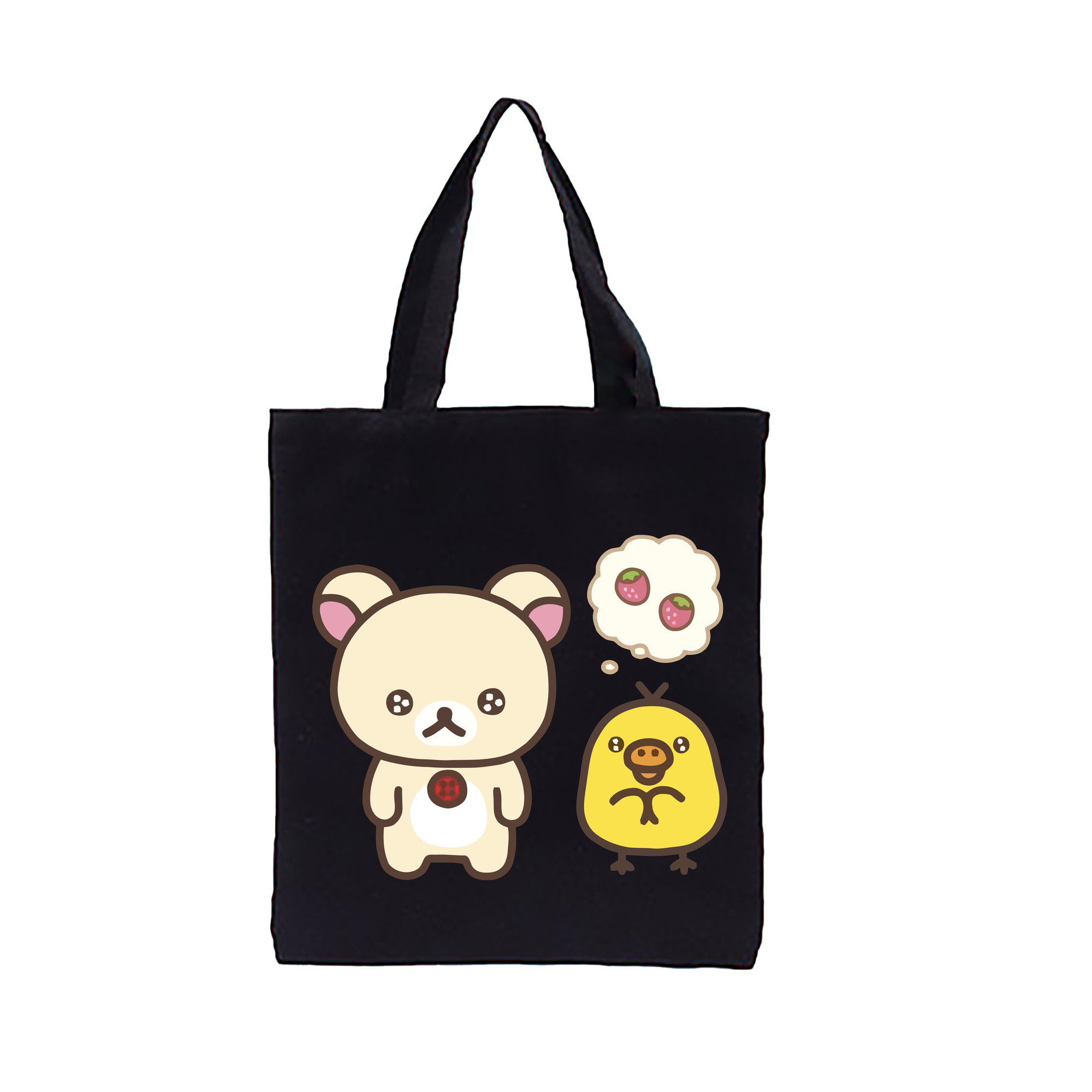 （画像用） リラックマ リラックマ キイロイトリ Rilakkuma Korilakkuma Kiiroitori 縦型キャンバス生地手提げバッグ　トートバッグ