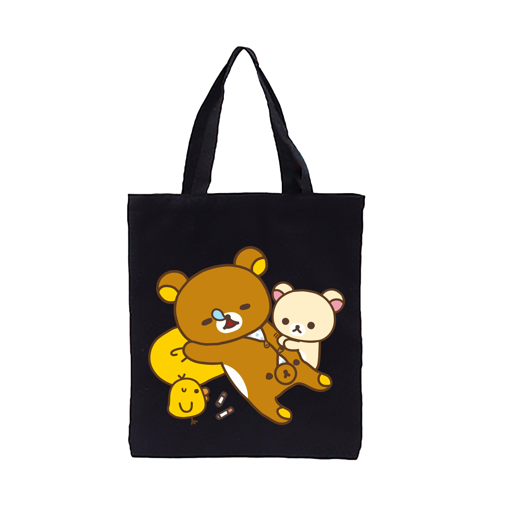 （画像用） リラックマ リラックマ キイロイトリ Rilakkuma Korilakkuma Kiiroitori 縦型キャンバス生地手提げバッグ　トートバッグ