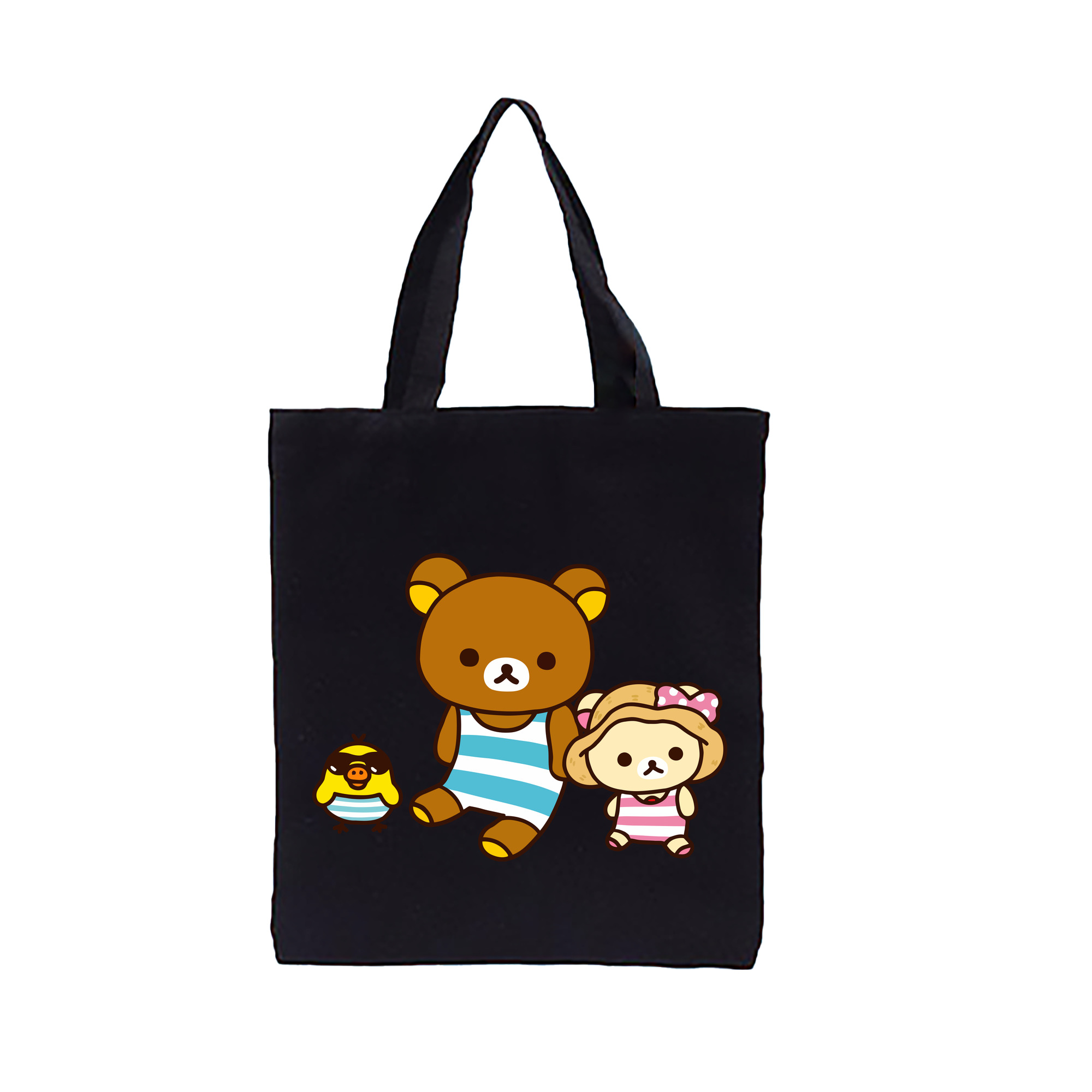 （画像用） リラックマ リラックマ キイロイトリ Rilakkuma Korilakkuma Kiiroitori 縦型キャンバス生地手提げバッグ　トートバッグ