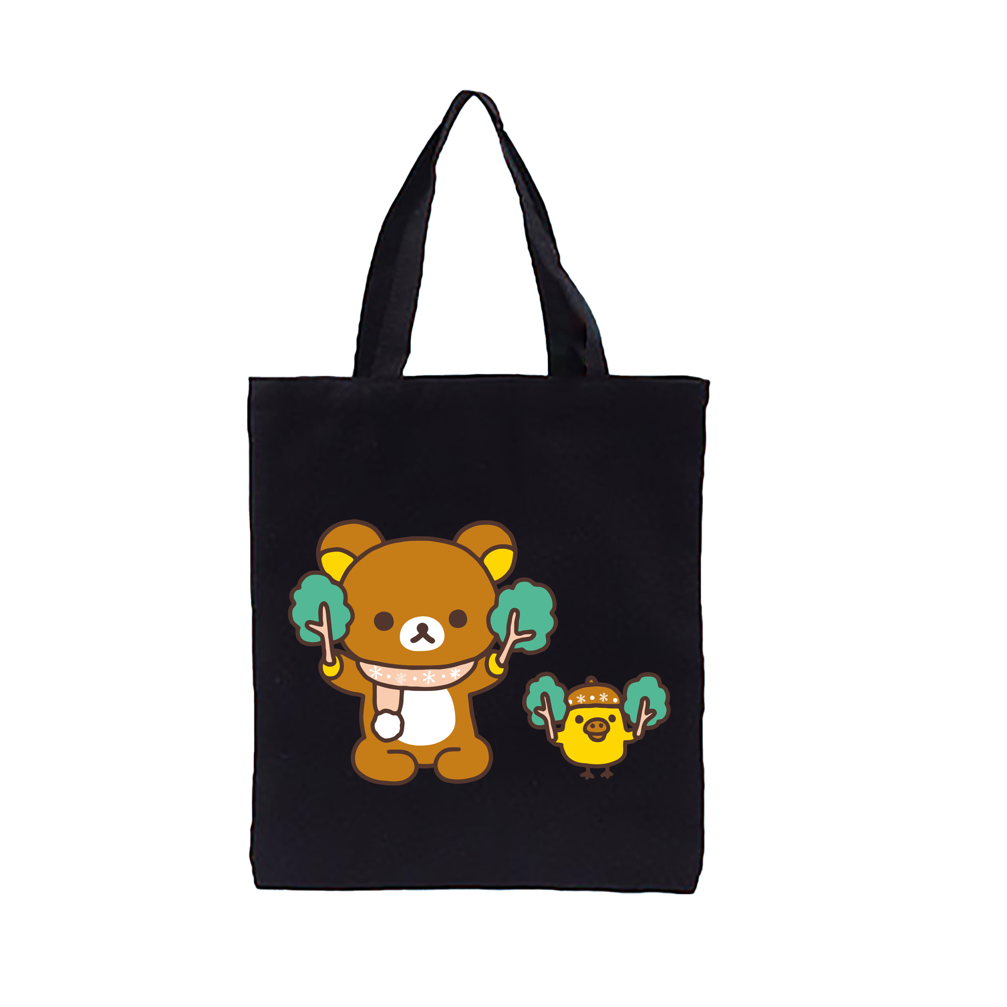 （画像用） リラックマ リラックマ キイロイトリ Rilakkuma Korilakkuma Kiiroitori 縦型キャンバス生地手提げバッグ　トートバッグ