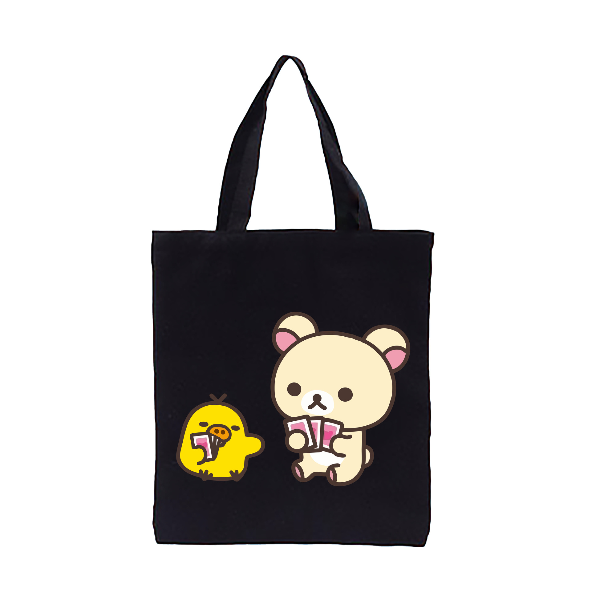 （画像用） リラックマ リラックマ キイロイトリ Rilakkuma Korilakkuma Kiiroitori 縦型キャンバス生地手提げバッグ　トートバッグ