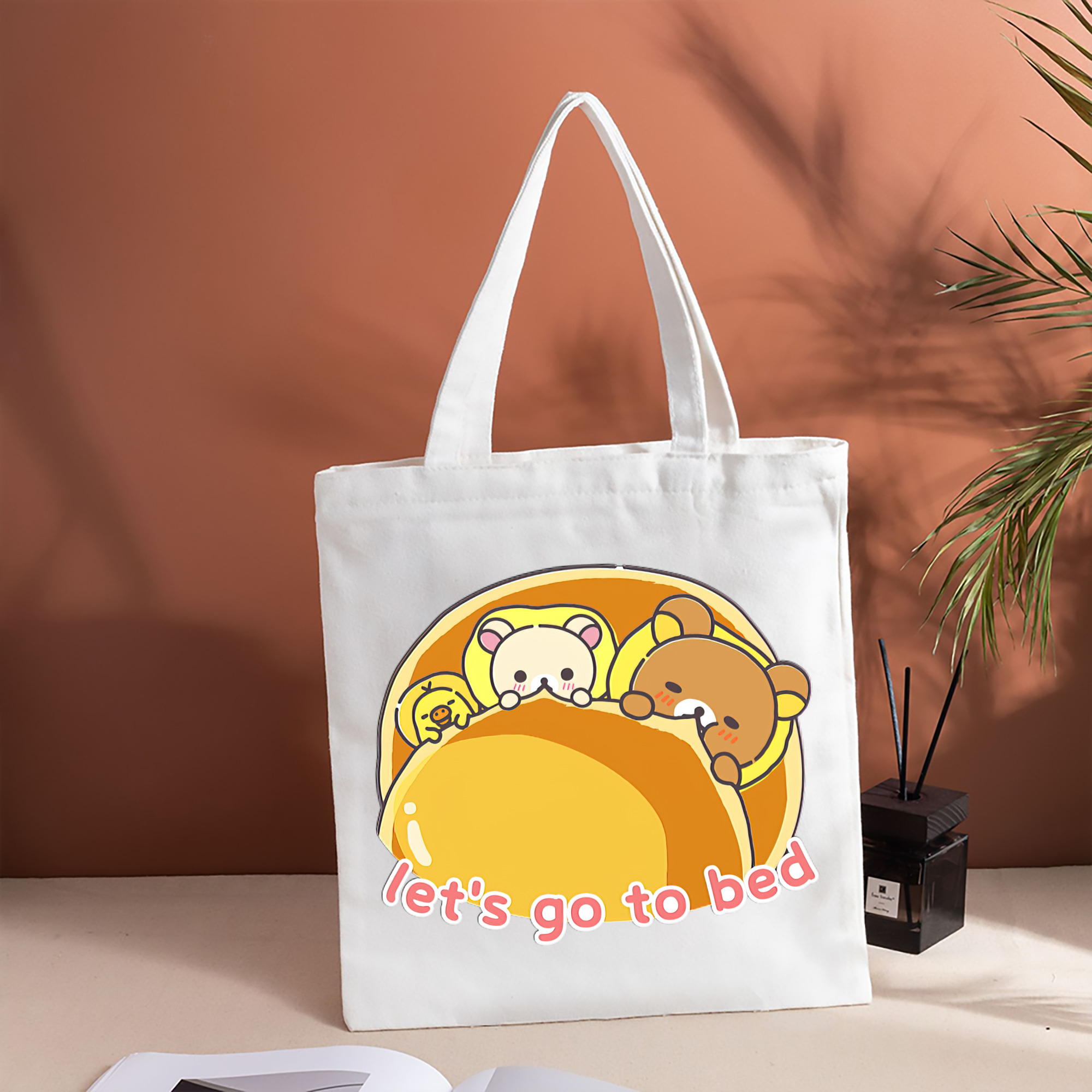 リラックマ リラックマ キイロイトリ Rilakkuma Korilakkuma Kiiroitori 縦型キャンバス生地手提げバッグ　トートバッグ