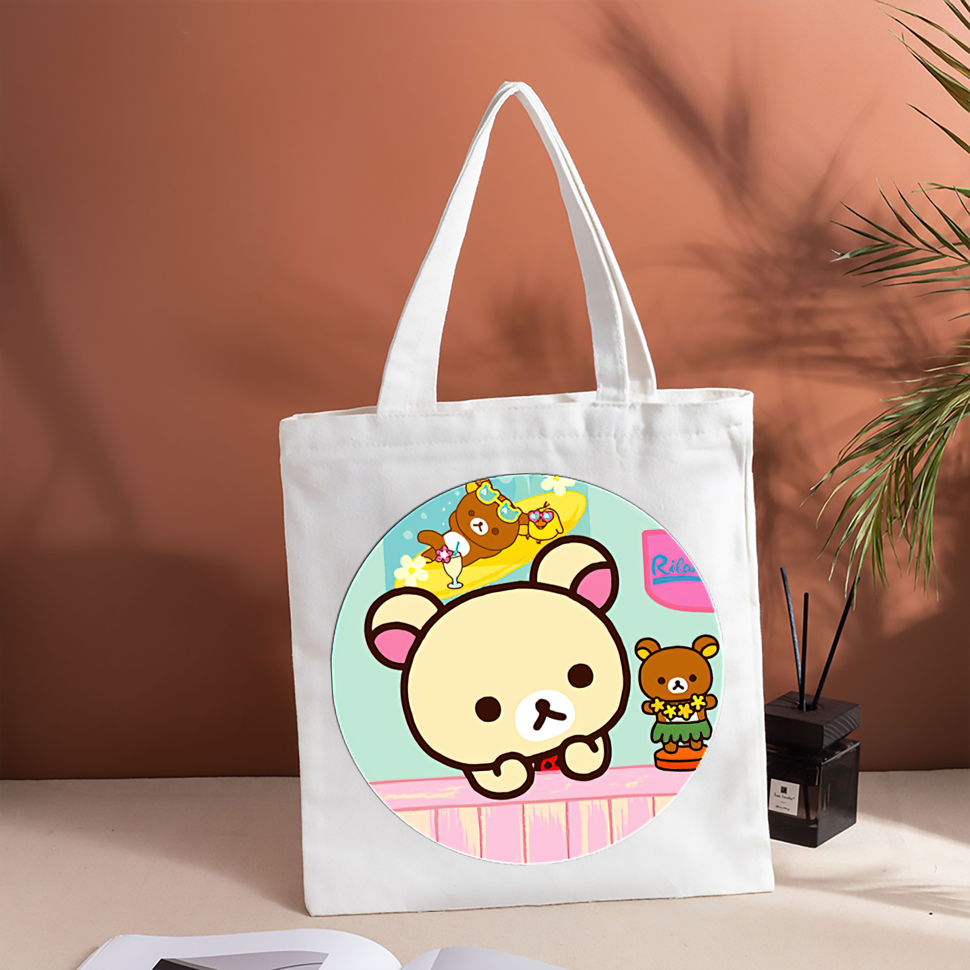 リラックマ リラックマ キイロイトリ Rilakkuma Korilakkuma Kiiroitori 縦型キャンバス生地手提げバッグ　トートバッグ