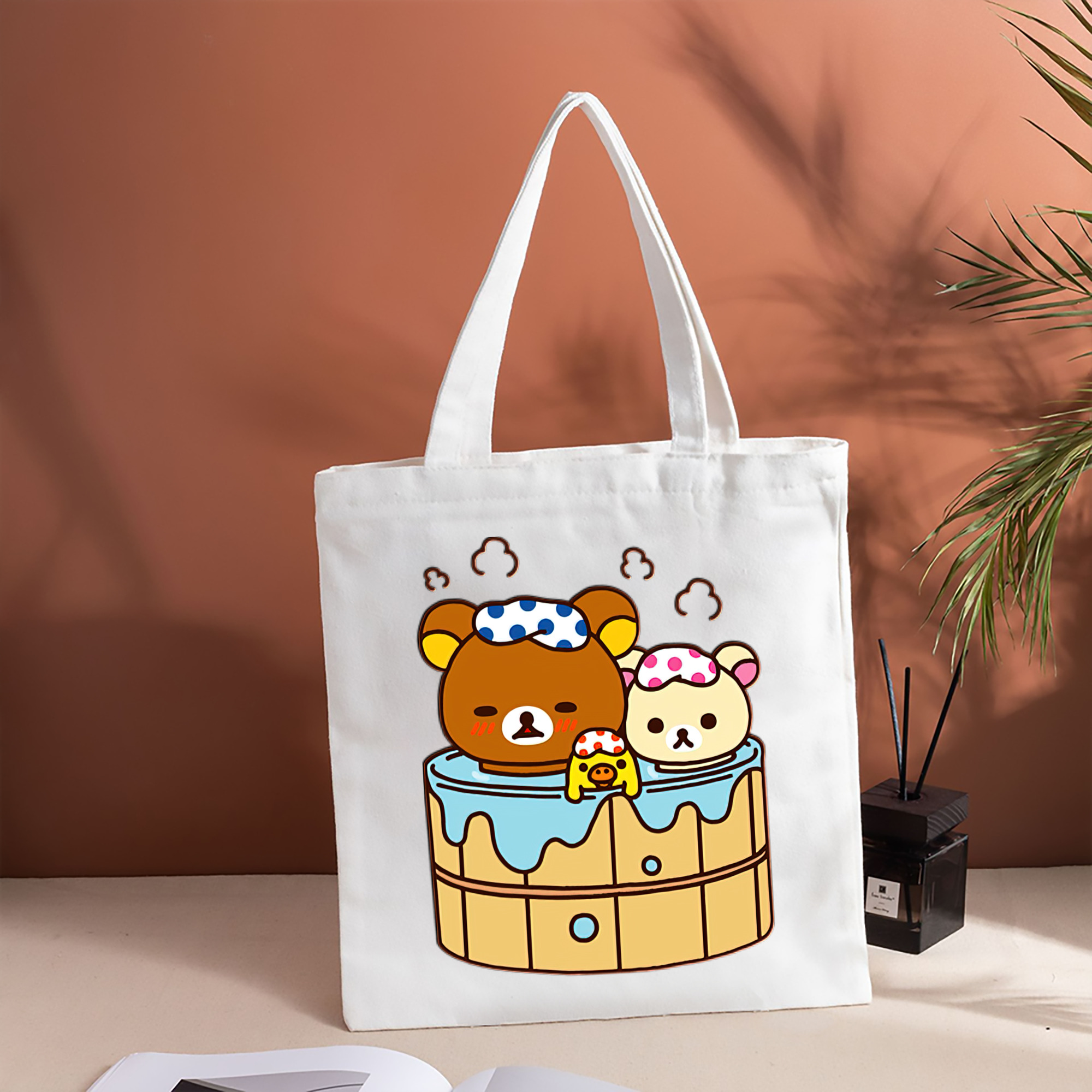リラックマ リラックマ キイロイトリ Rilakkuma Korilakkuma Kiiroitori 縦型キャンバス生地手提げバッグ　トートバッグ