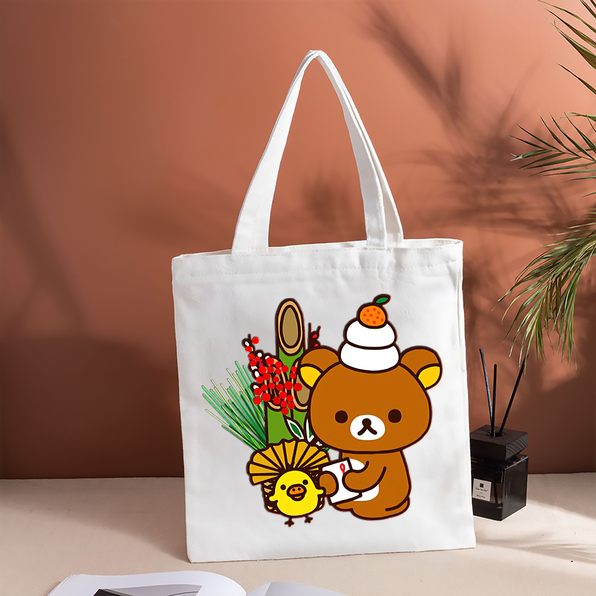 リラックマ リラックマ キイロイトリ Rilakkuma Korilakkuma Kiiroitori 縦型キャンバス生地手提げバッグ　トートバッグ