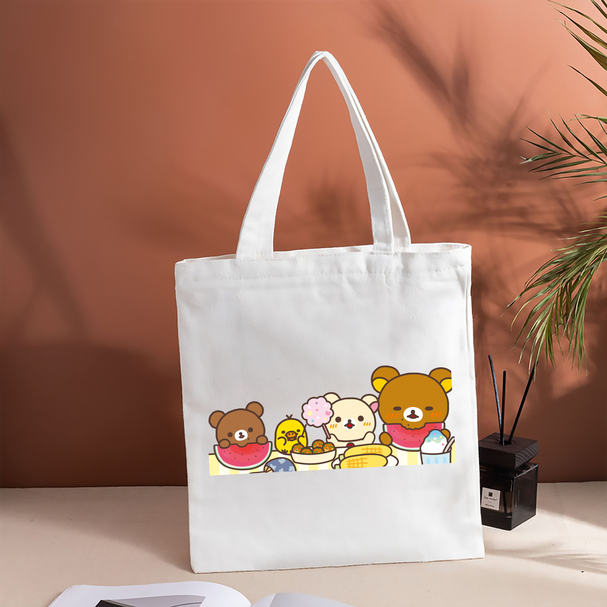 リラックマ リラックマ キイロイトリ Rilakkuma Korilakkuma Kiiroitori 縦型キャンバス生地手提げバッグ　トートバッグ