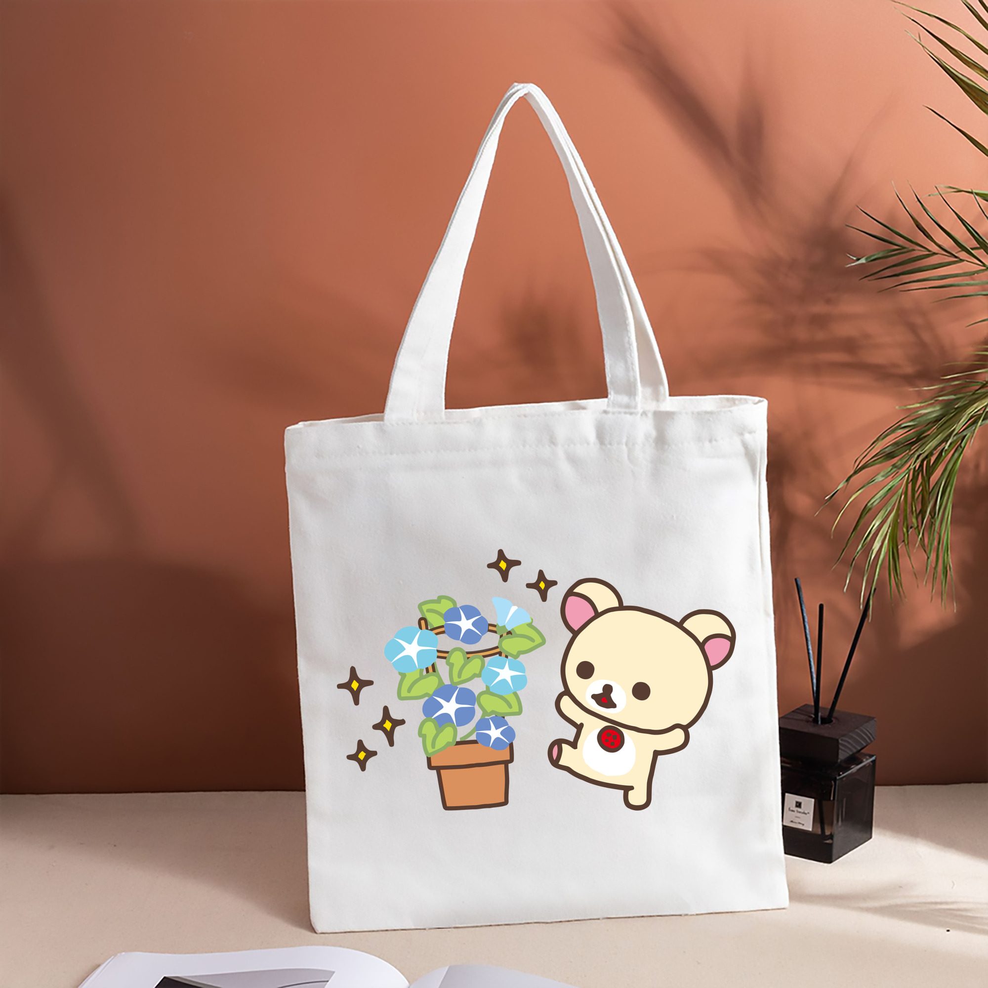 リラックマ リラックマ キイロイトリ Rilakkuma Korilakkuma Kiiroitori 縦型キャンバス生地手提げバッグ　トートバッグ