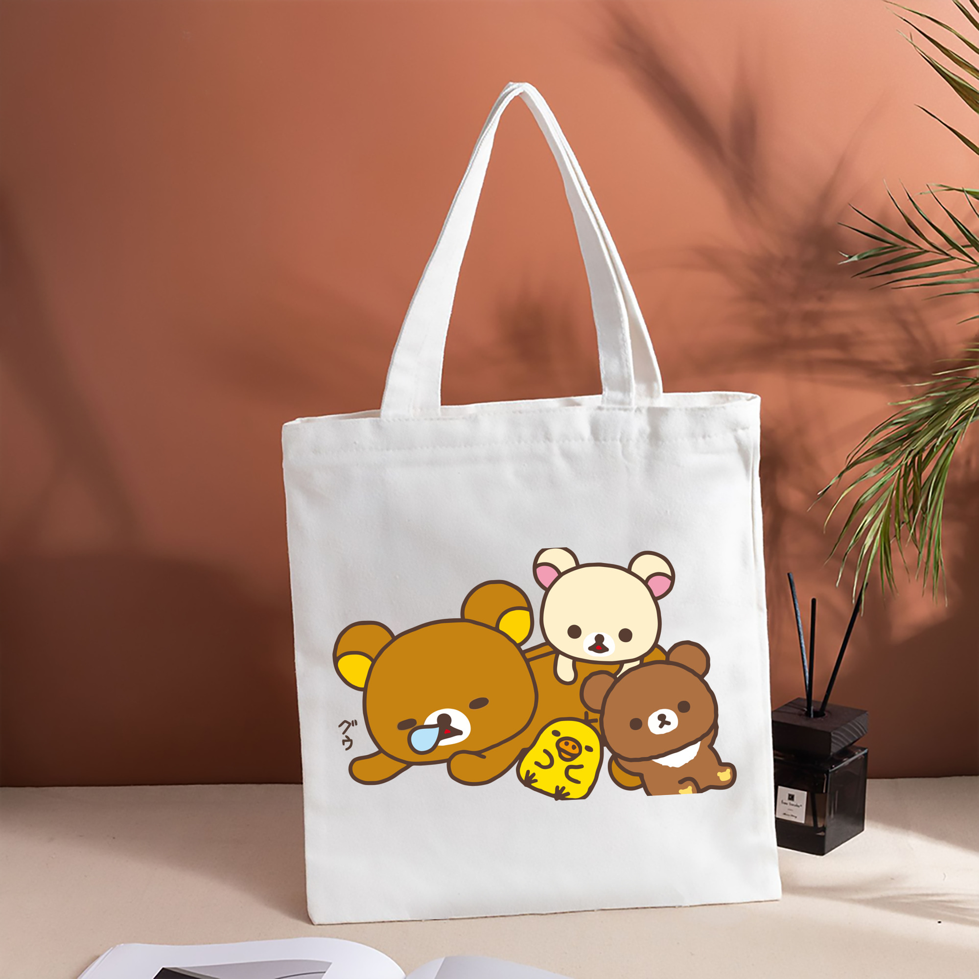 リラックマ リラックマ キイロイトリ Rilakkuma Korilakkuma Kiiroitori 縦型キャンバス生地手提げバッグ　トートバッグ