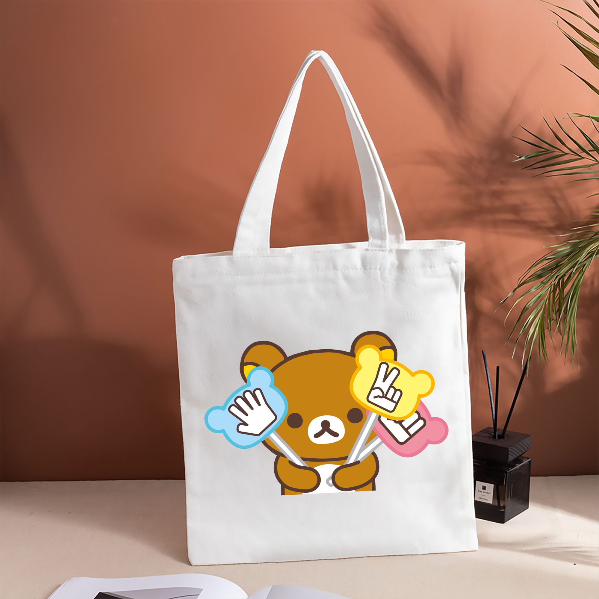 リラックマ リラックマ キイロイトリ Rilakkuma Korilakkuma Kiiroitori 縦型キャンバス生地手提げバッグ　トートバッグ