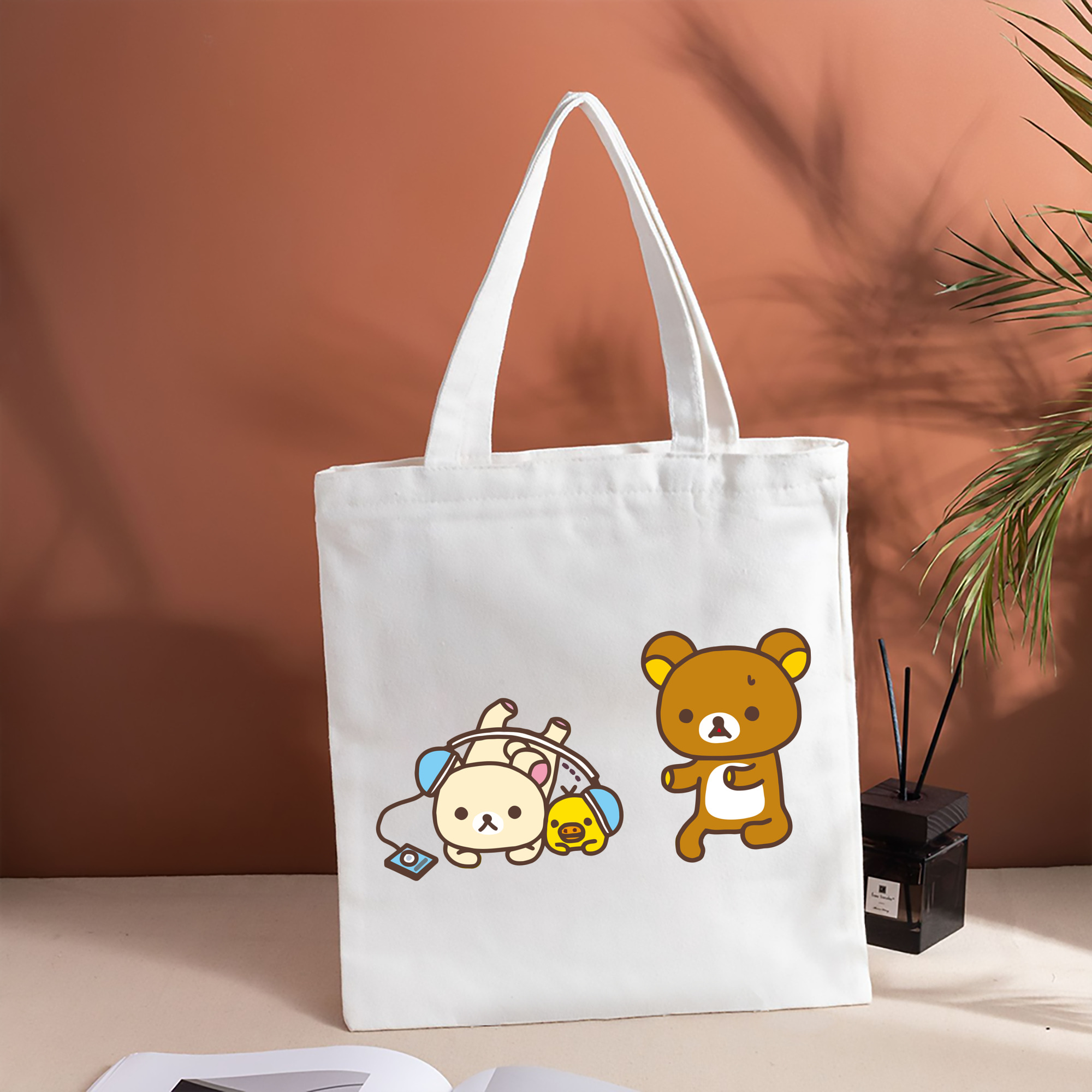 リラックマ リラックマ キイロイトリ Rilakkuma Korilakkuma Kiiroitori 縦型キャンバス生地手提げバッグ　トートバッグ