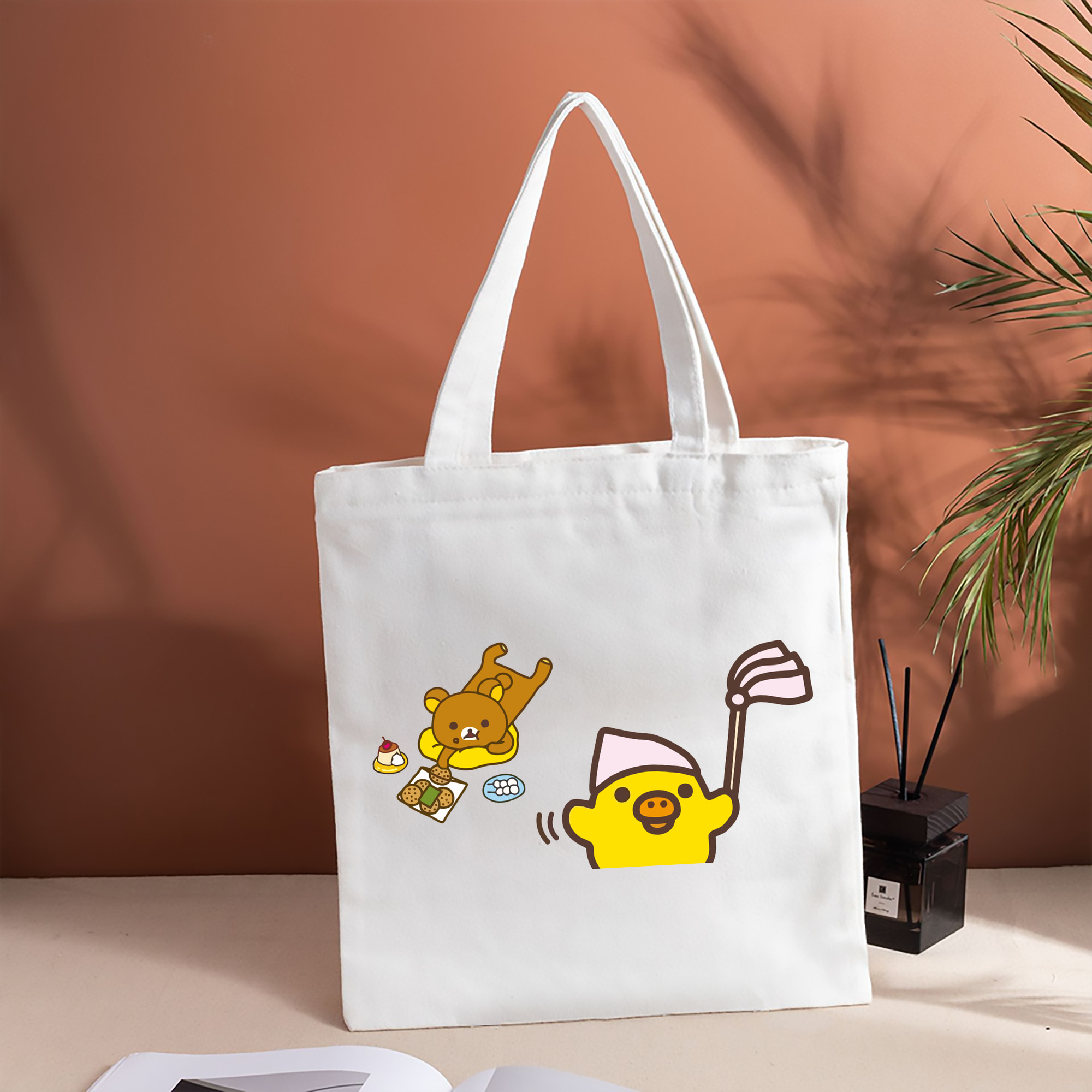 リラックマ リラックマ キイロイトリ Rilakkuma Korilakkuma Kiiroitori 縦型キャンバス生地手提げバッグ　トートバッグ