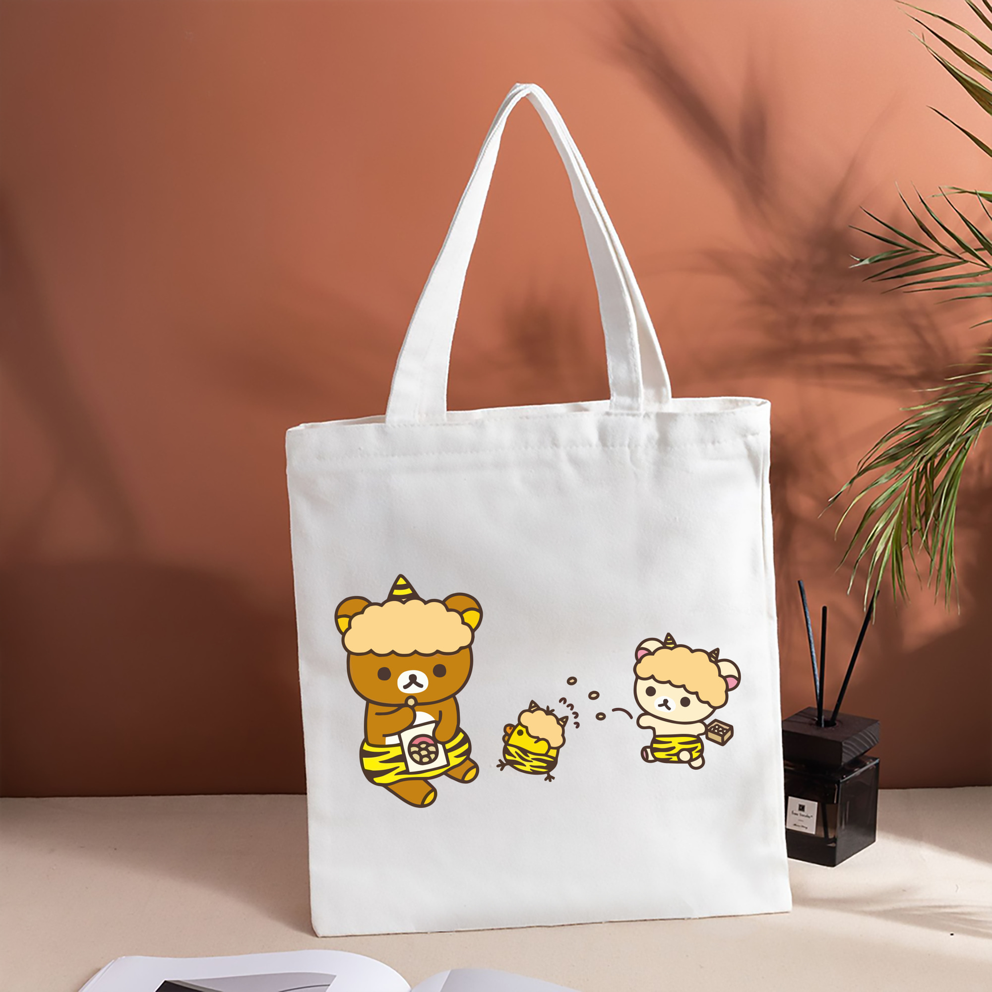 リラックマ リラックマ キイロイトリ Rilakkuma Korilakkuma Kiiroitori 縦型キャンバス生地手提げバッグ　トートバッグ