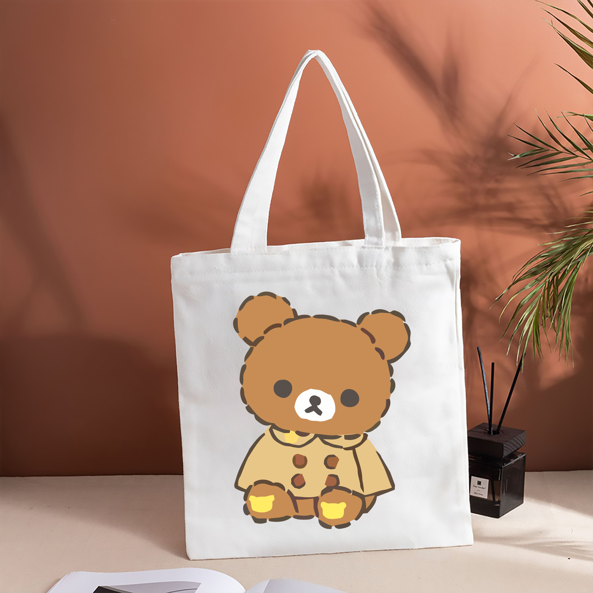 リラックマ リラックマ キイロイトリ Rilakkuma Korilakkuma Kiiroitori 縦型キャンバス生地手提げバッグ　トートバッグ