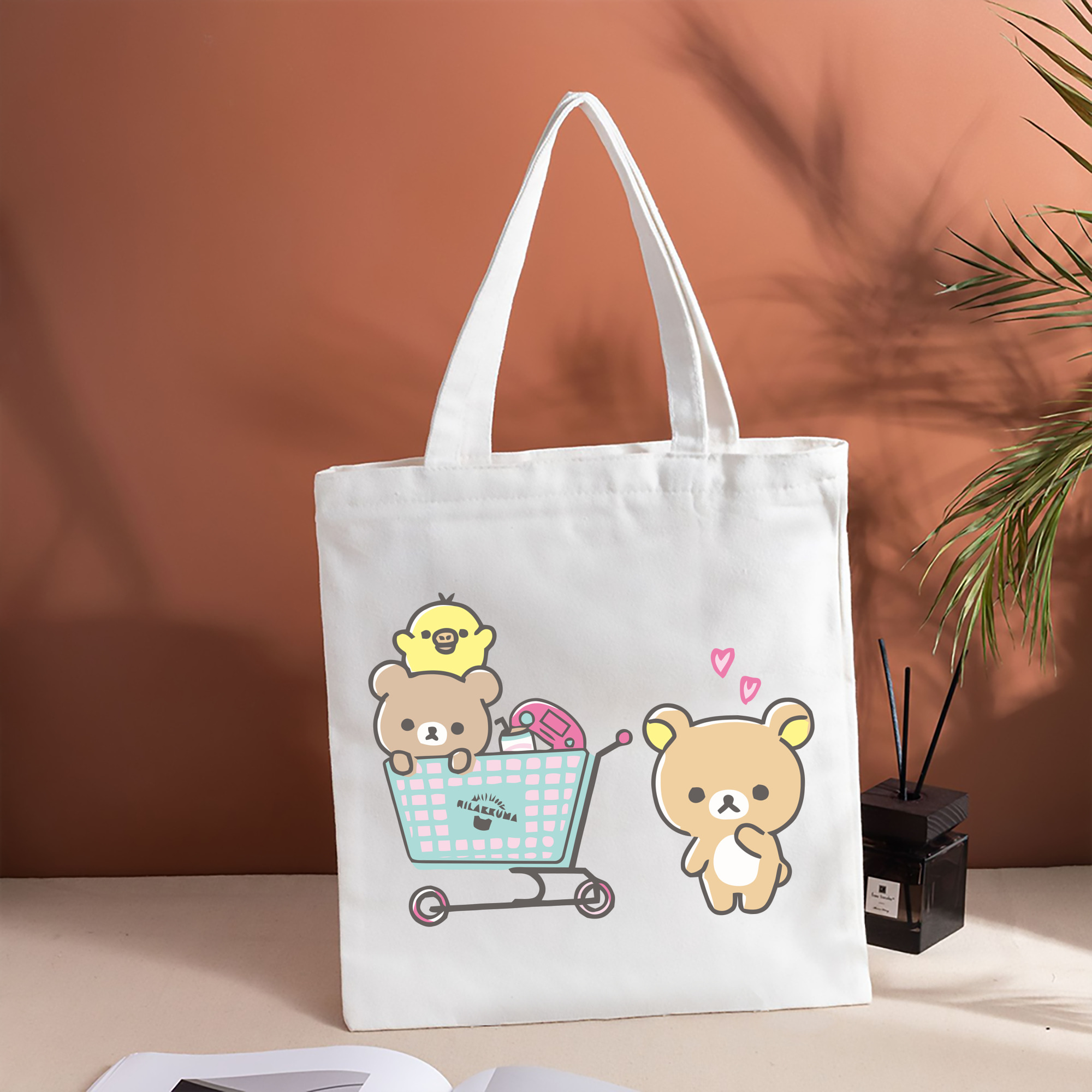 リラックマ リラックマ キイロイトリ Rilakkuma Korilakkuma Kiiroitori 縦型キャンバス生地手提げバッグ　トートバッグ