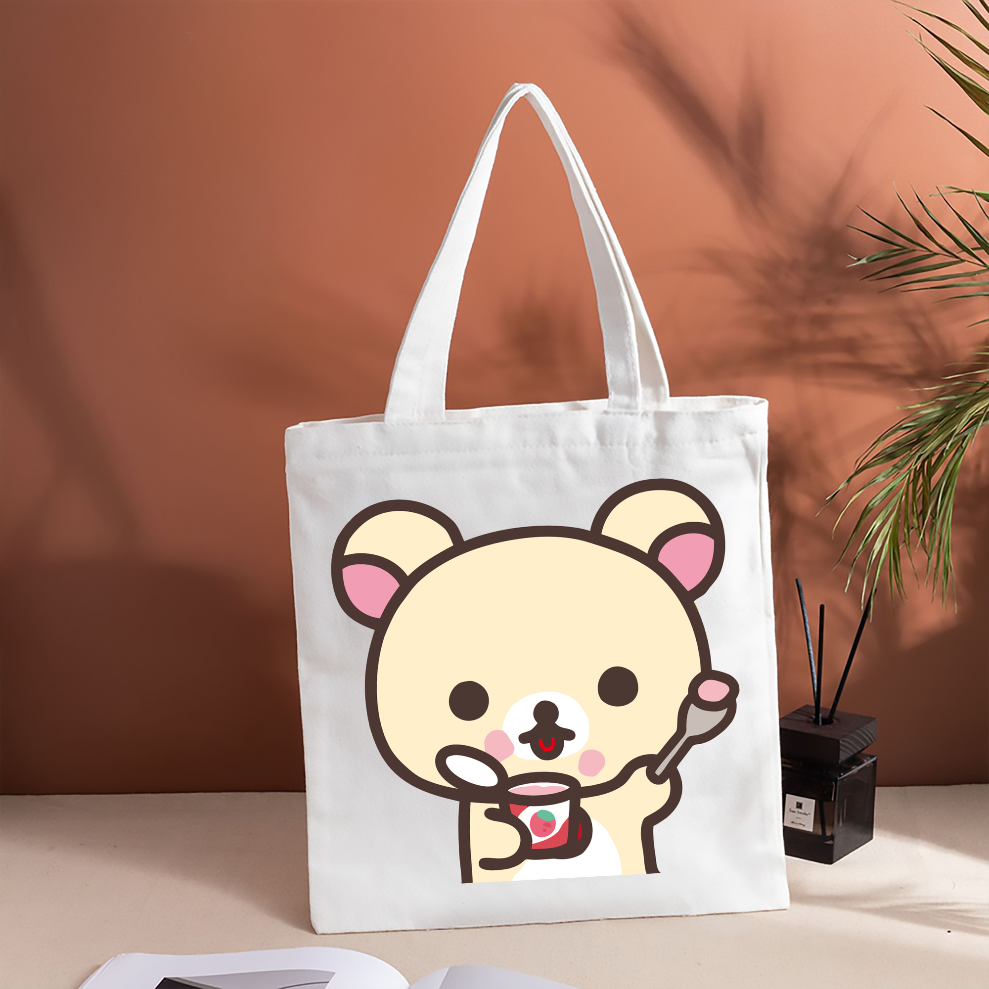リラックマ リラックマ キイロイトリ Rilakkuma Korilakkuma Kiiroitori 縦型キャンバス生地手提げバッグ　トートバッグ