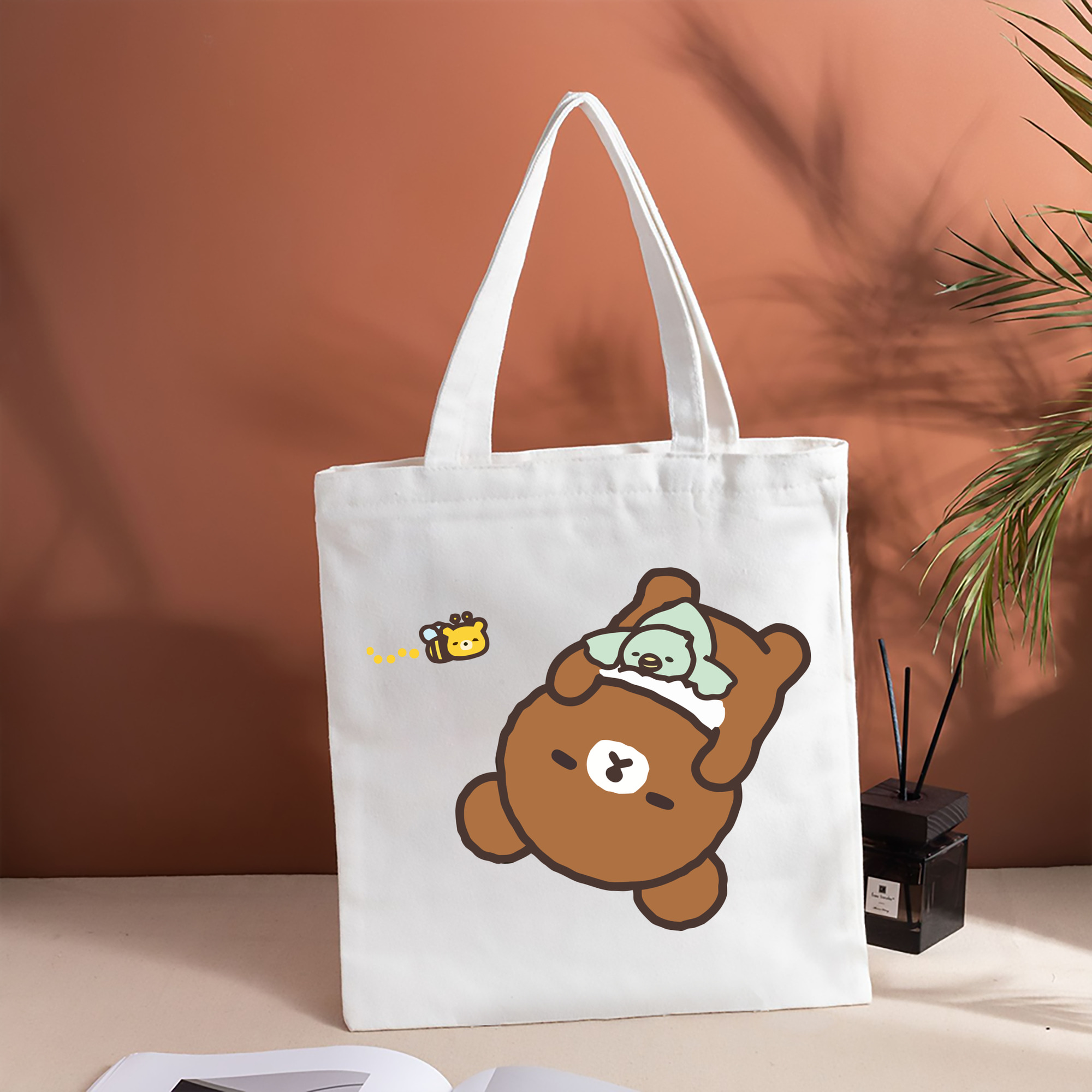 リラックマ リラックマ キイロイトリ Rilakkuma Korilakkuma Kiiroitori 縦型キャンバス生地手提げバッグ　トートバッグ