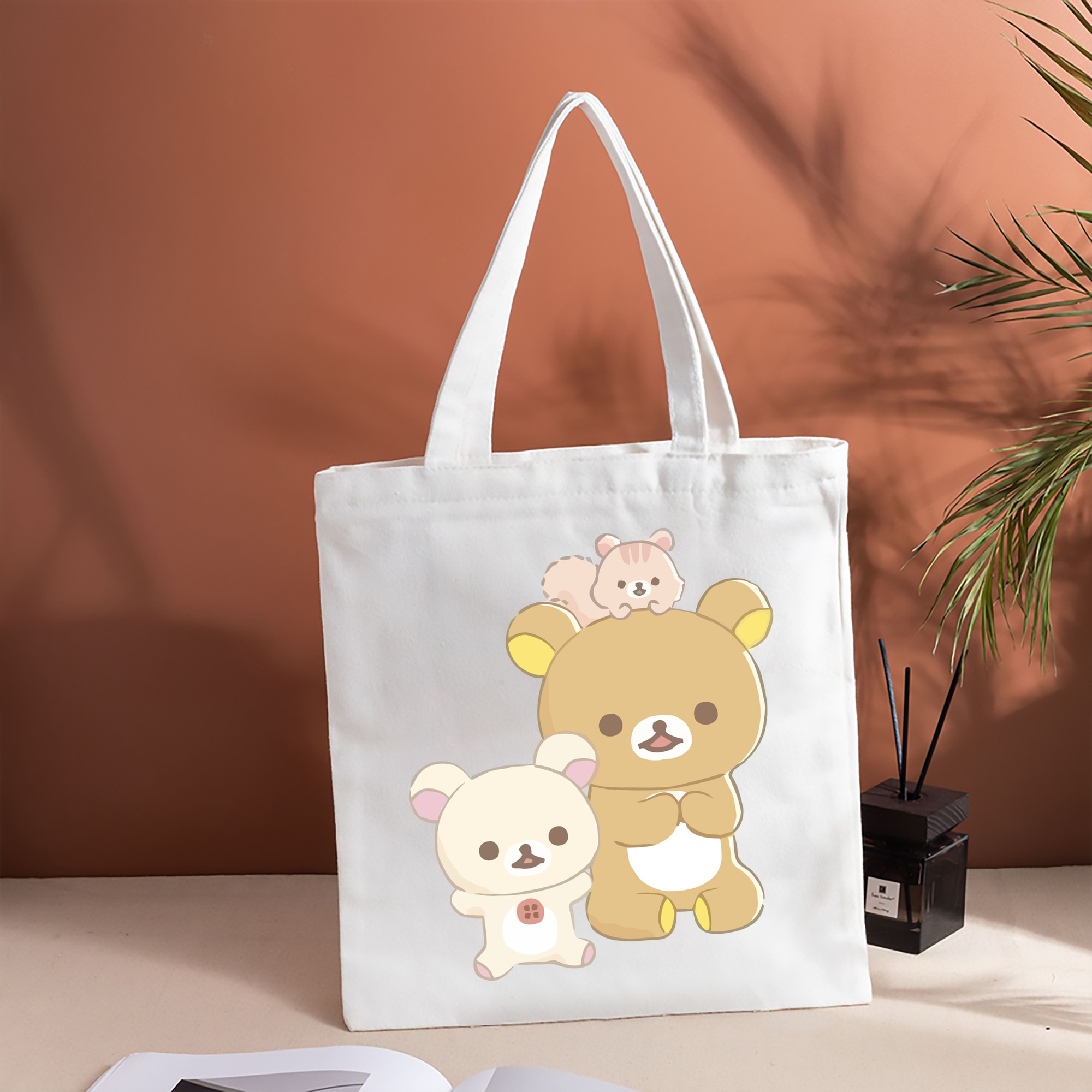 リラックマ リラックマ キイロイトリ Rilakkuma Korilakkuma Kiiroitori 縦型キャンバス生地手提げバッグ　トートバッグ