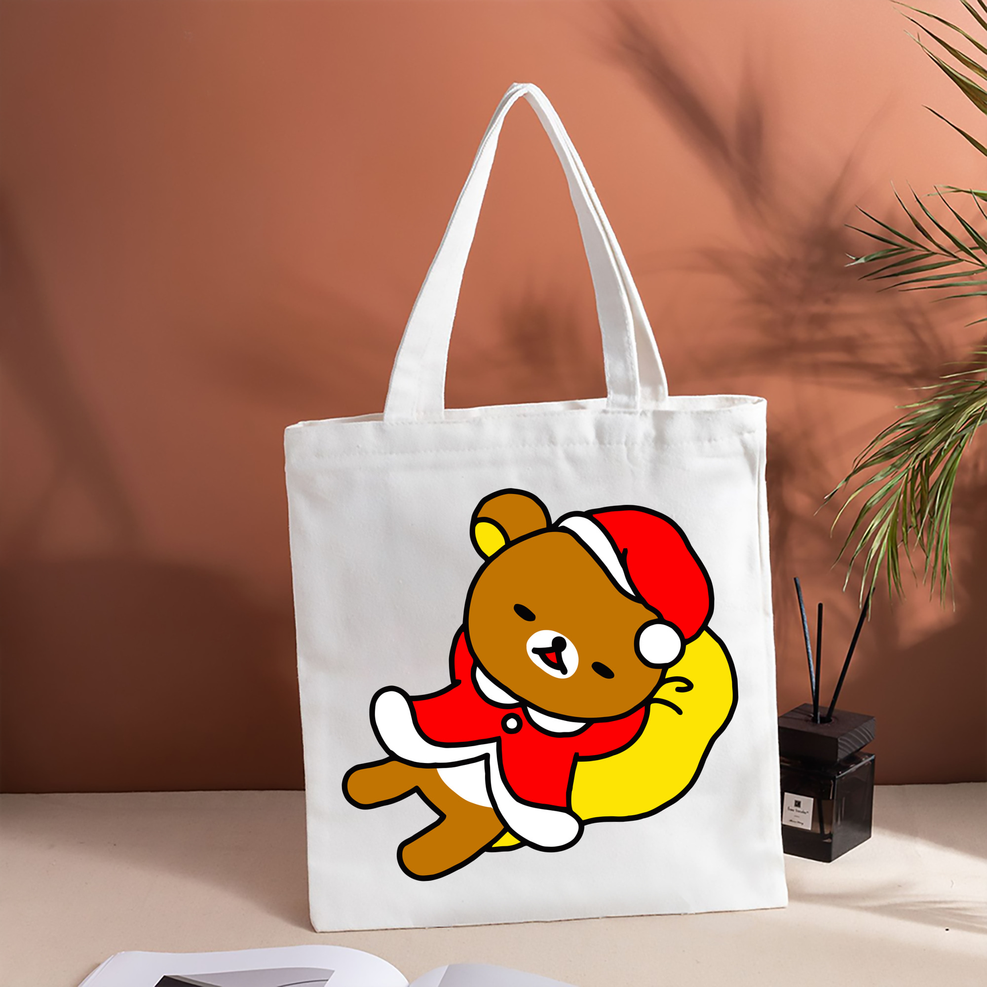 リラックマ リラックマ キイロイトリ Rilakkuma Korilakkuma Kiiroitori 縦型キャンバス生地手提げバッグ　トートバッグ