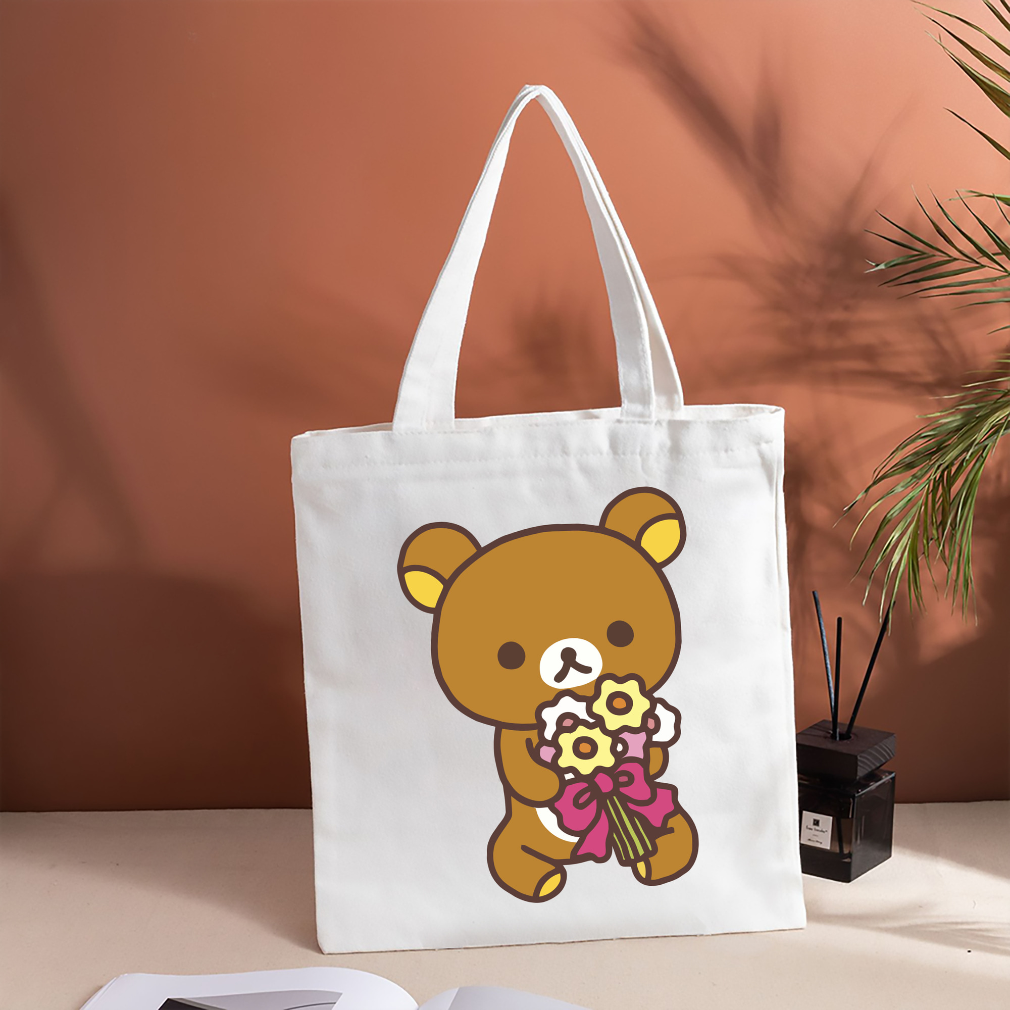 リラックマ リラックマ キイロイトリ Rilakkuma Korilakkuma Kiiroitori 縦型キャンバス生地手提げバッグ　トートバッグ