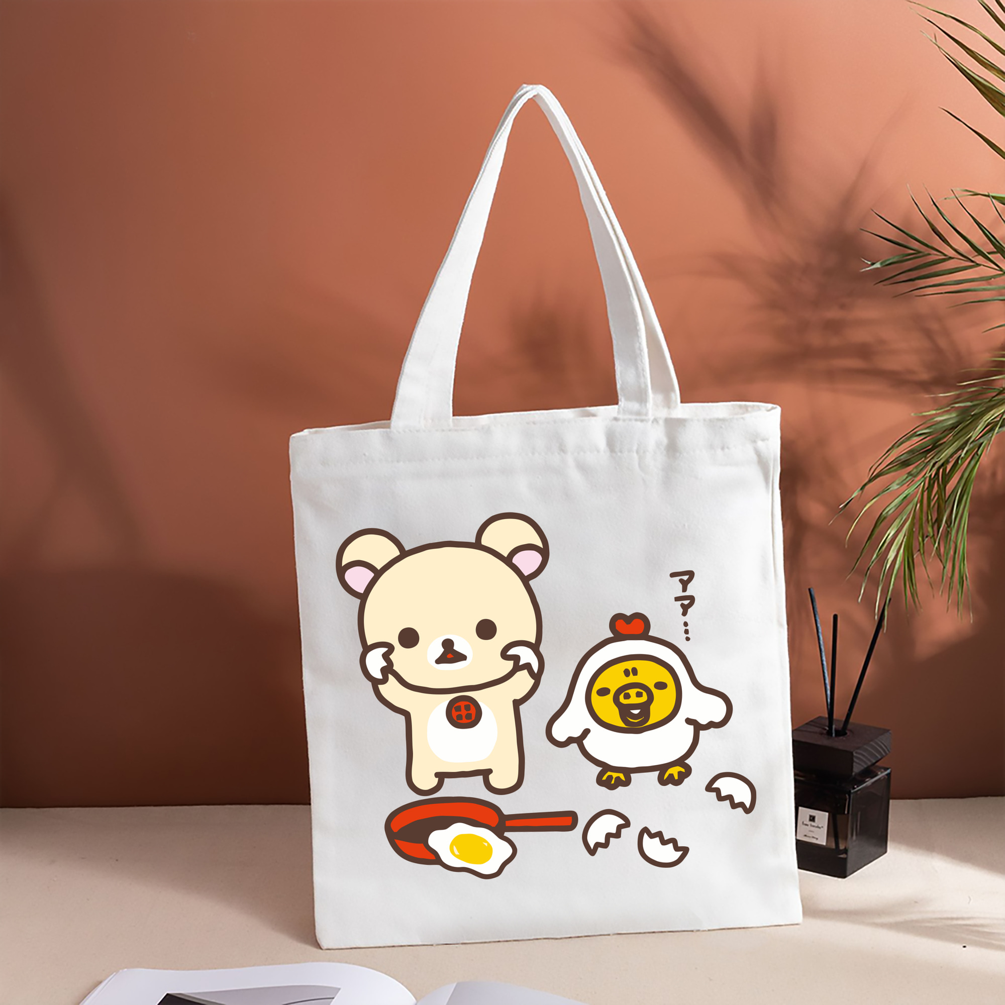 リラックマ リラックマ キイロイトリ Rilakkuma Korilakkuma Kiiroitori 縦型キャンバス生地手提げバッグ　トートバッグ