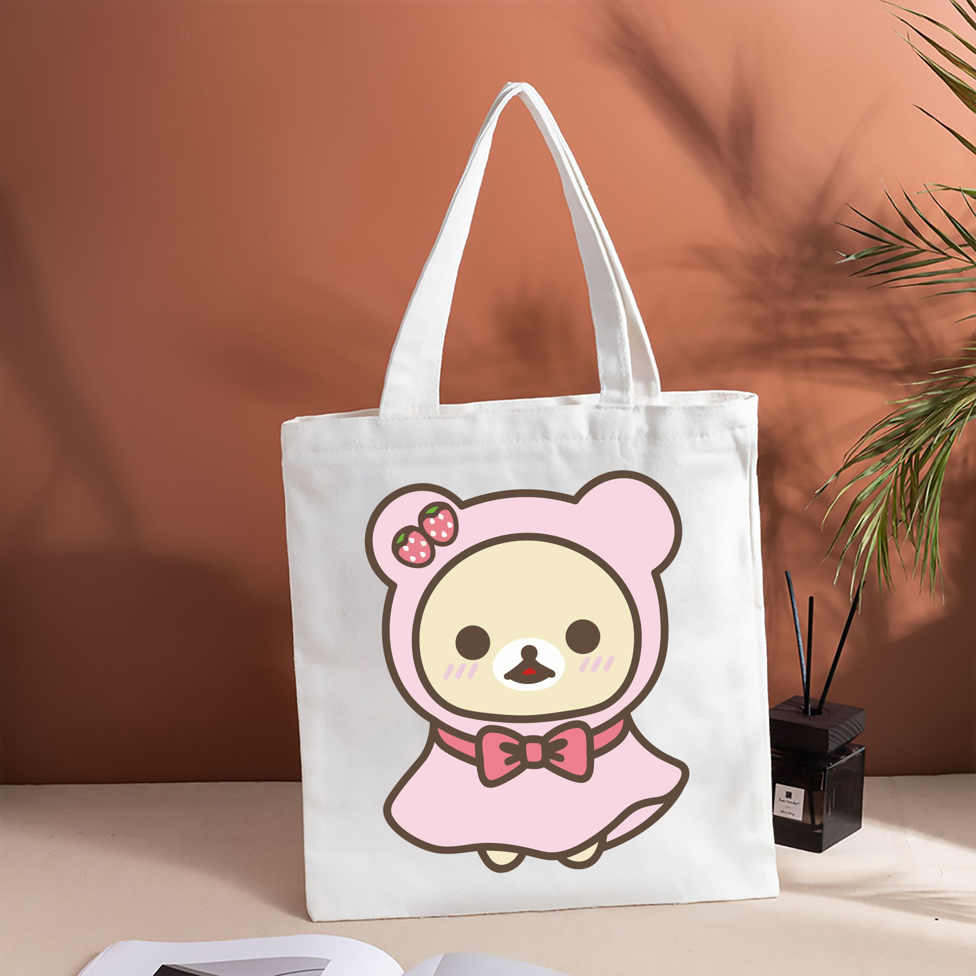 リラックマ リラックマ キイロイトリ Rilakkuma Korilakkuma Kiiroitori 縦型キャンバス生地手提げバッグ　トートバッグ