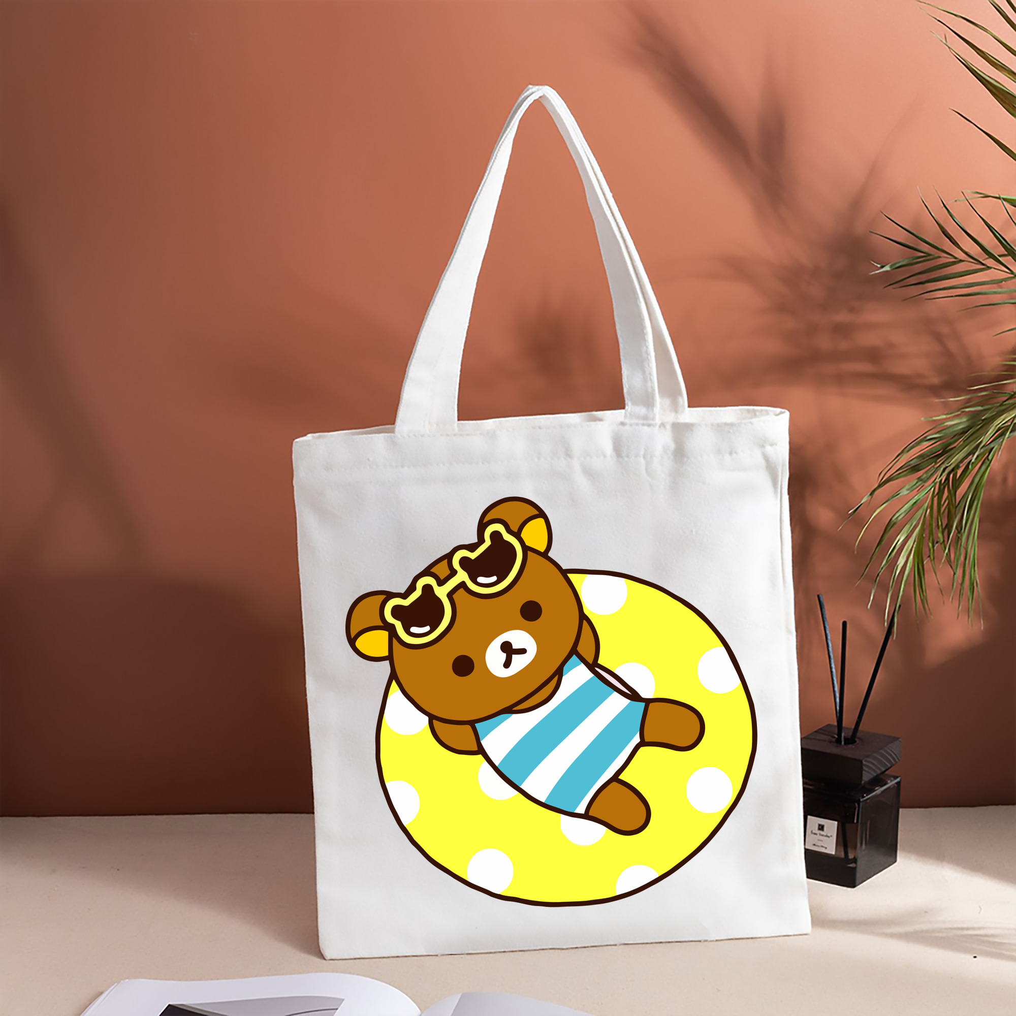 リラックマ リラックマ キイロイトリ Rilakkuma Korilakkuma Kiiroitori 縦型キャンバス生地手提げバッグ　トートバッグ