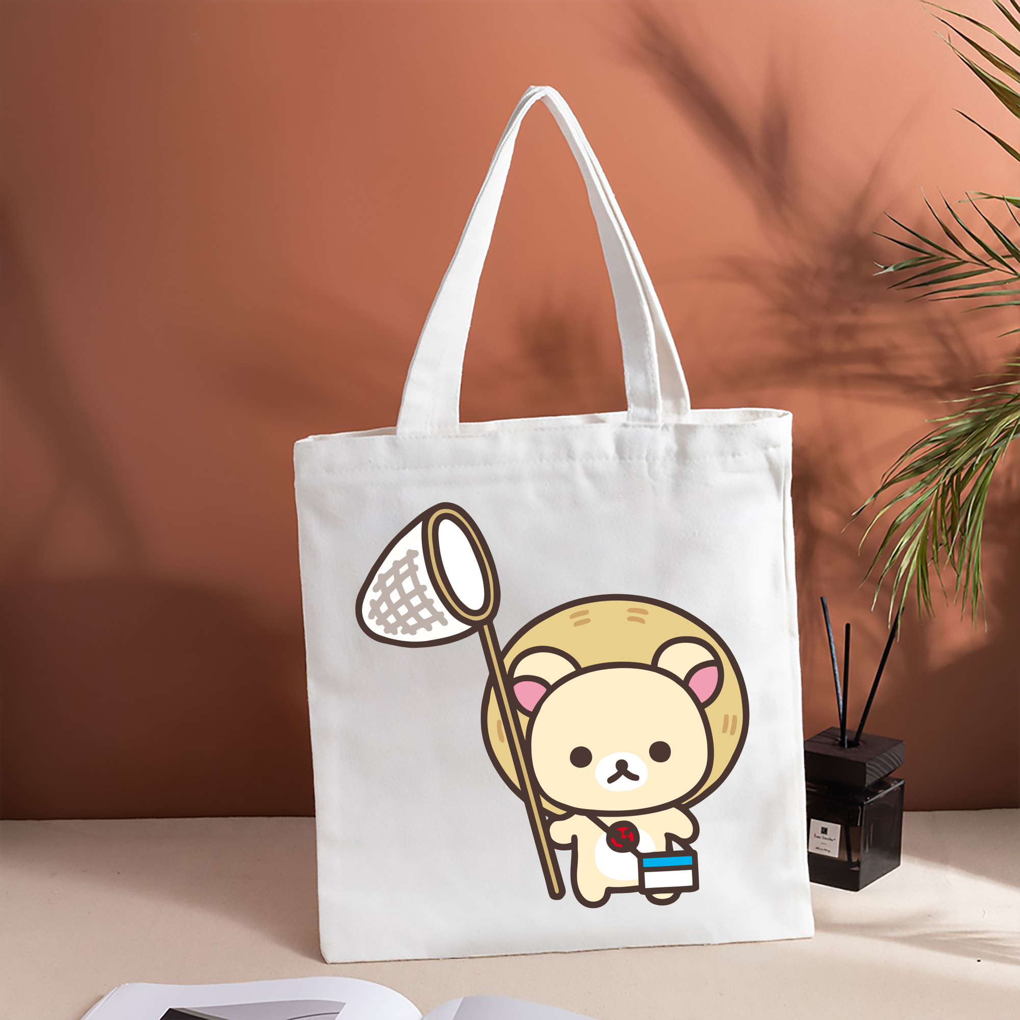 リラックマ リラックマ キイロイトリ Rilakkuma Korilakkuma Kiiroitori 縦型キャンバス生地手提げバッグ　トートバッグ
