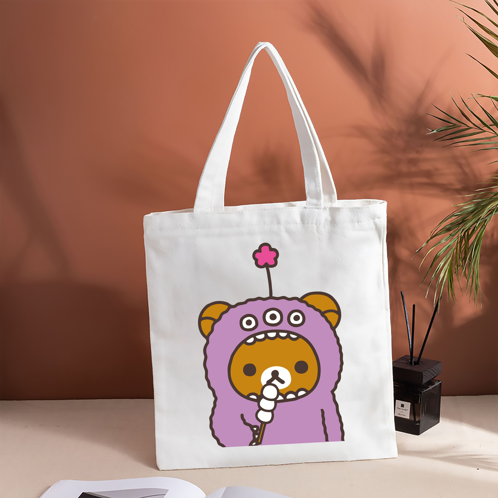 リラックマ リラックマ キイロイトリ Rilakkuma Korilakkuma Kiiroitori 縦型キャンバス生地手提げバッグ　トートバッグ