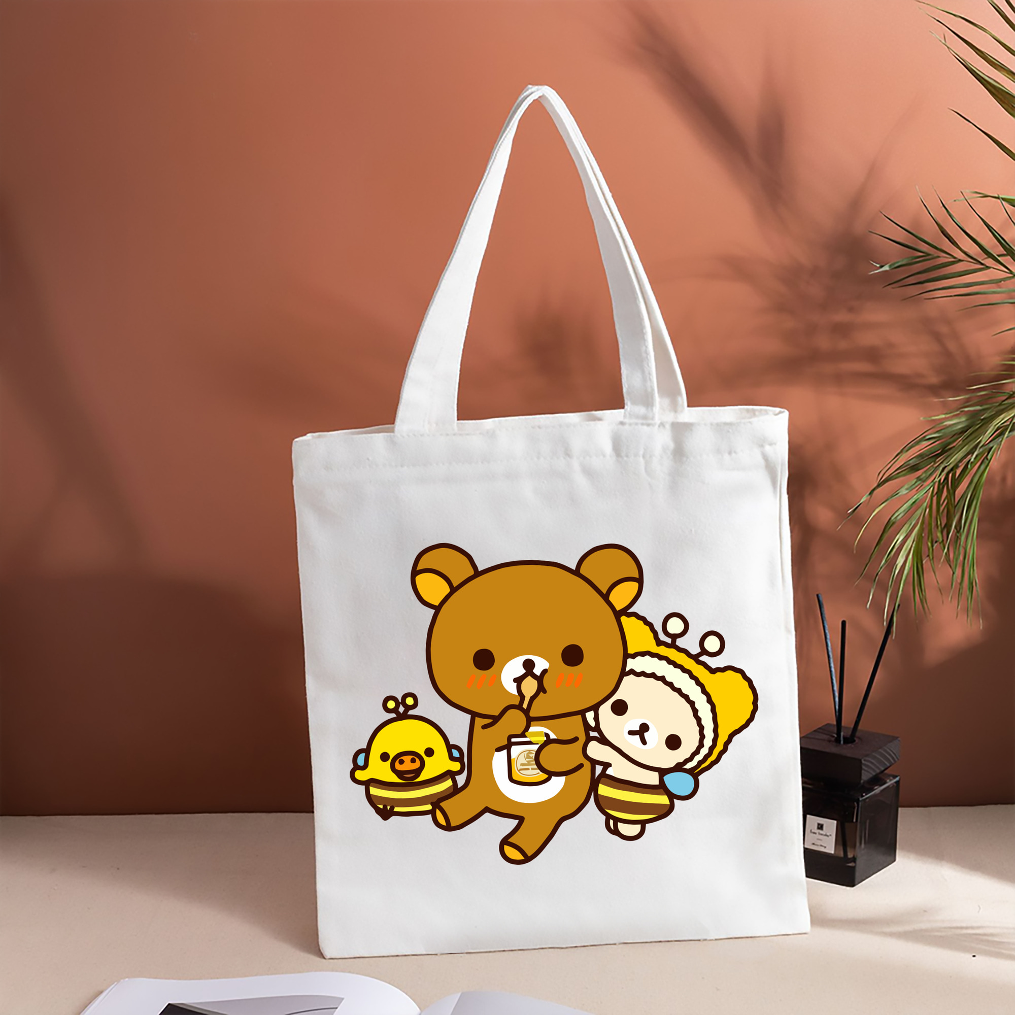 リラックマ リラックマ キイロイトリ Rilakkuma Korilakkuma Kiiroitori 縦型キャンバス生地手提げバッグ　トートバッグ