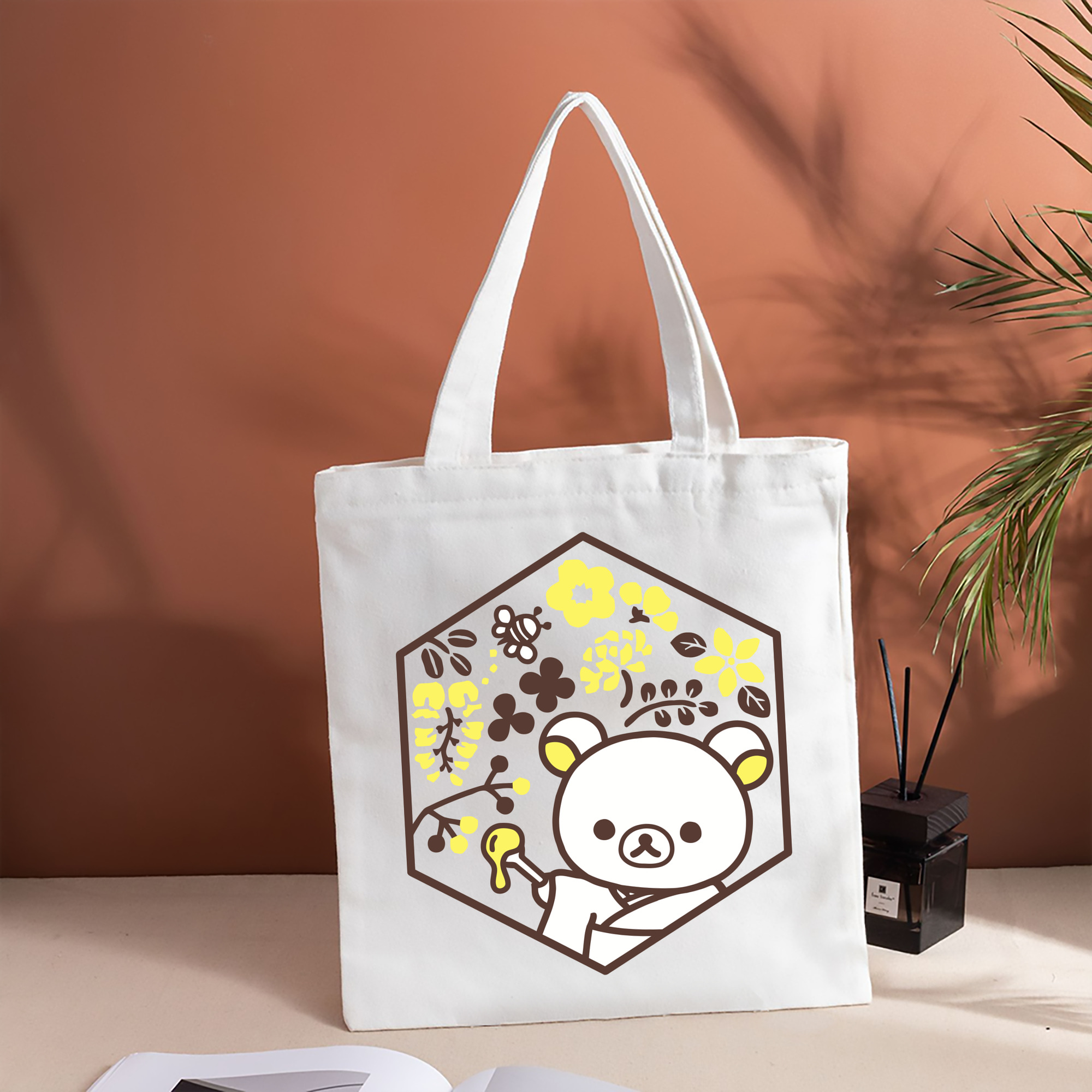 リラックマ リラックマ キイロイトリ Rilakkuma Korilakkuma Kiiroitori 縦型キャンバス生地手提げバッグ　トートバッグ
