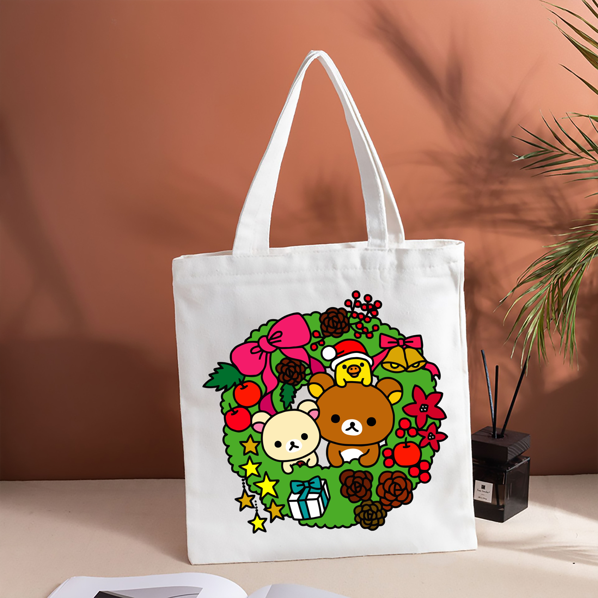 リラックマ リラックマ キイロイトリ Rilakkuma Korilakkuma Kiiroitori 縦型キャンバス生地手提げバッグ　トートバッグ