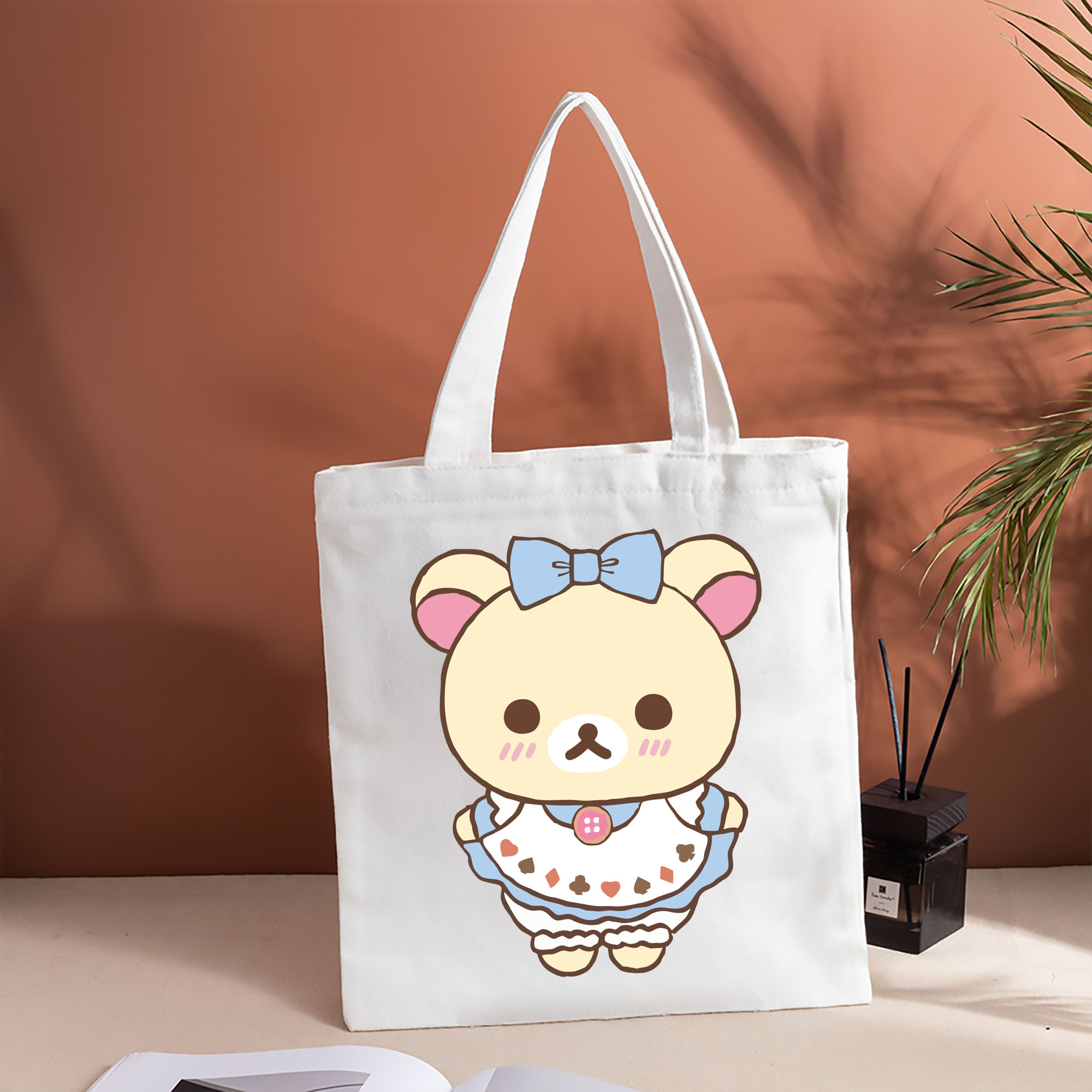 リラックマ リラックマ キイロイトリ Rilakkuma Korilakkuma Kiiroitori 縦型キャンバス生地手提げバッグ　トートバッグ