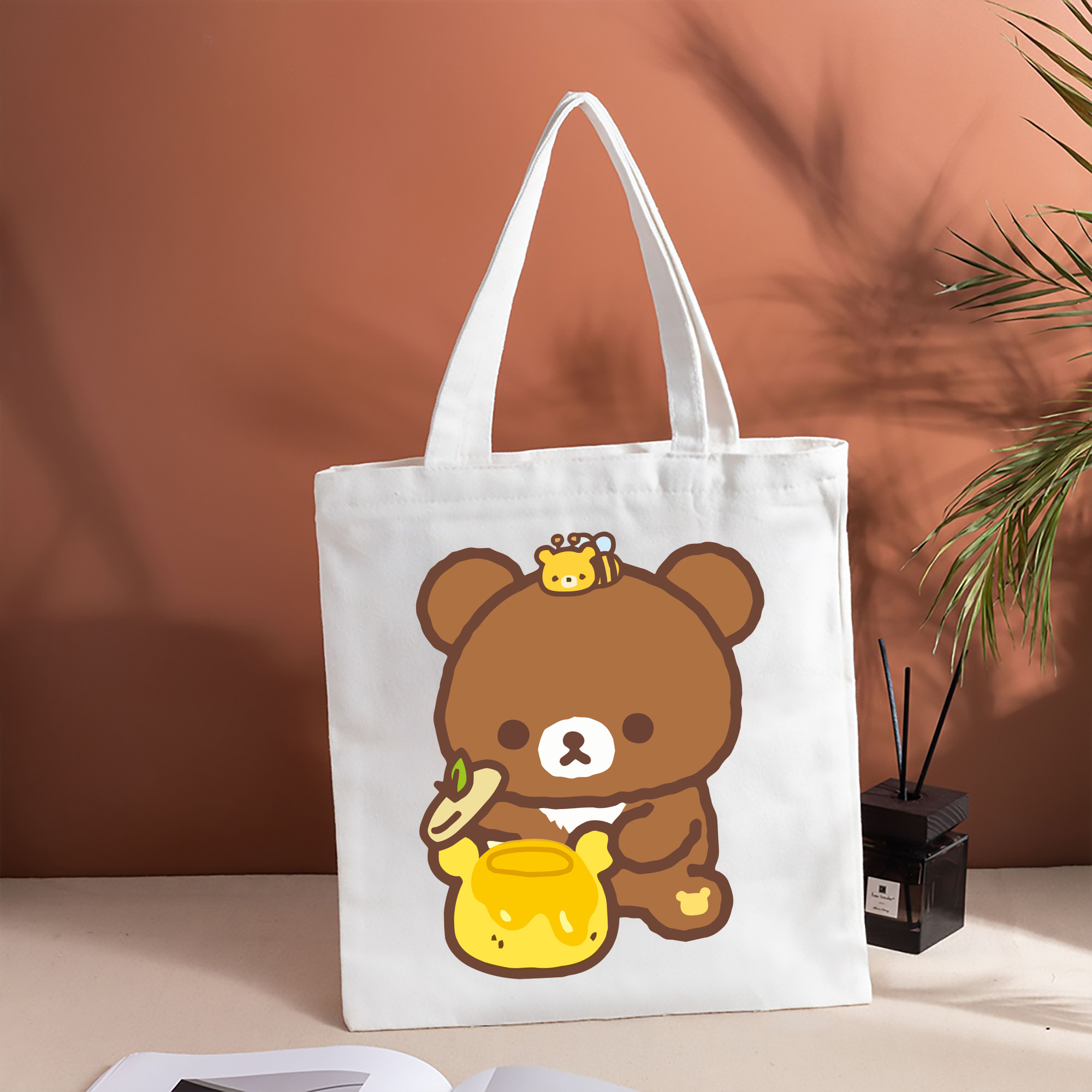 リラックマ リラックマ キイロイトリ Rilakkuma Korilakkuma Kiiroitori 縦型キャンバス生地手提げバッグ　トートバッグ