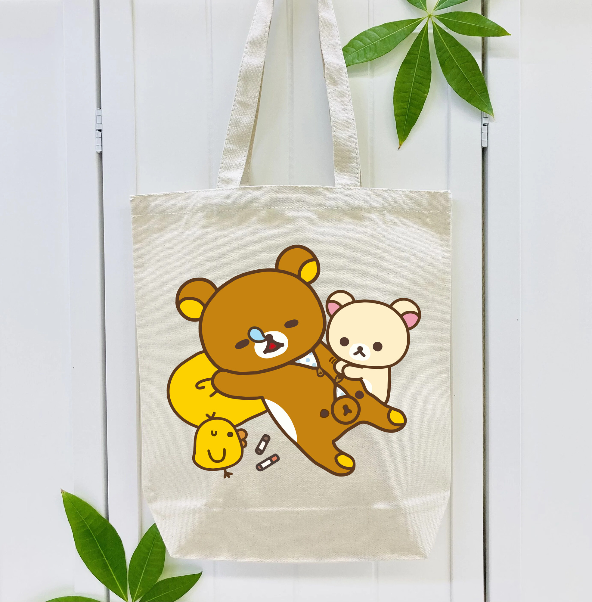 リラックマ リラックマ キイロイトリ Rilakkuma Korilakkuma Kiiroitori 縦型キャンバス生地手提げバッグ　トートバッグ