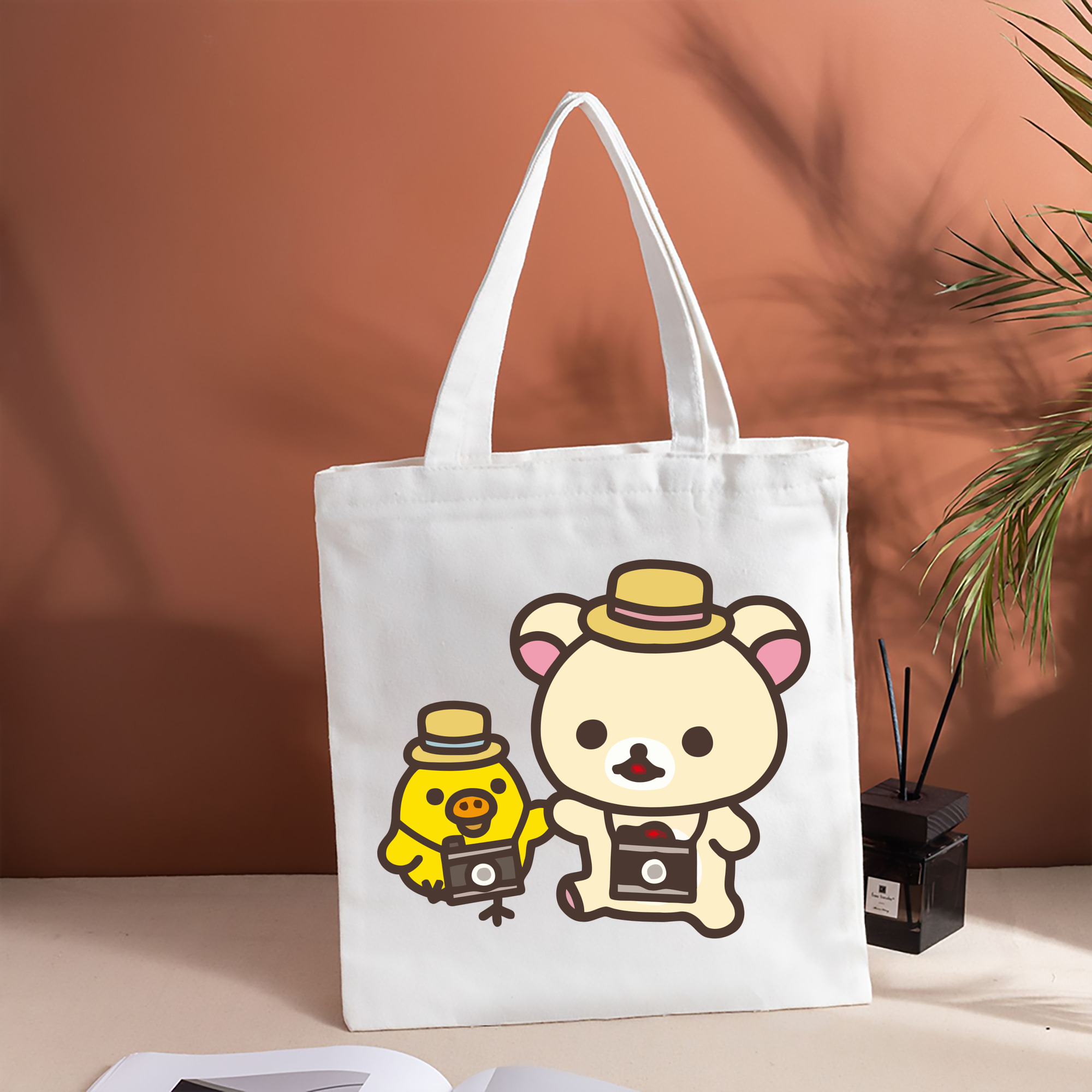 リラックマ リラックマ キイロイトリ Rilakkuma Korilakkuma Kiiroitori 縦型キャンバス生地手提げバッグ　トートバッグ