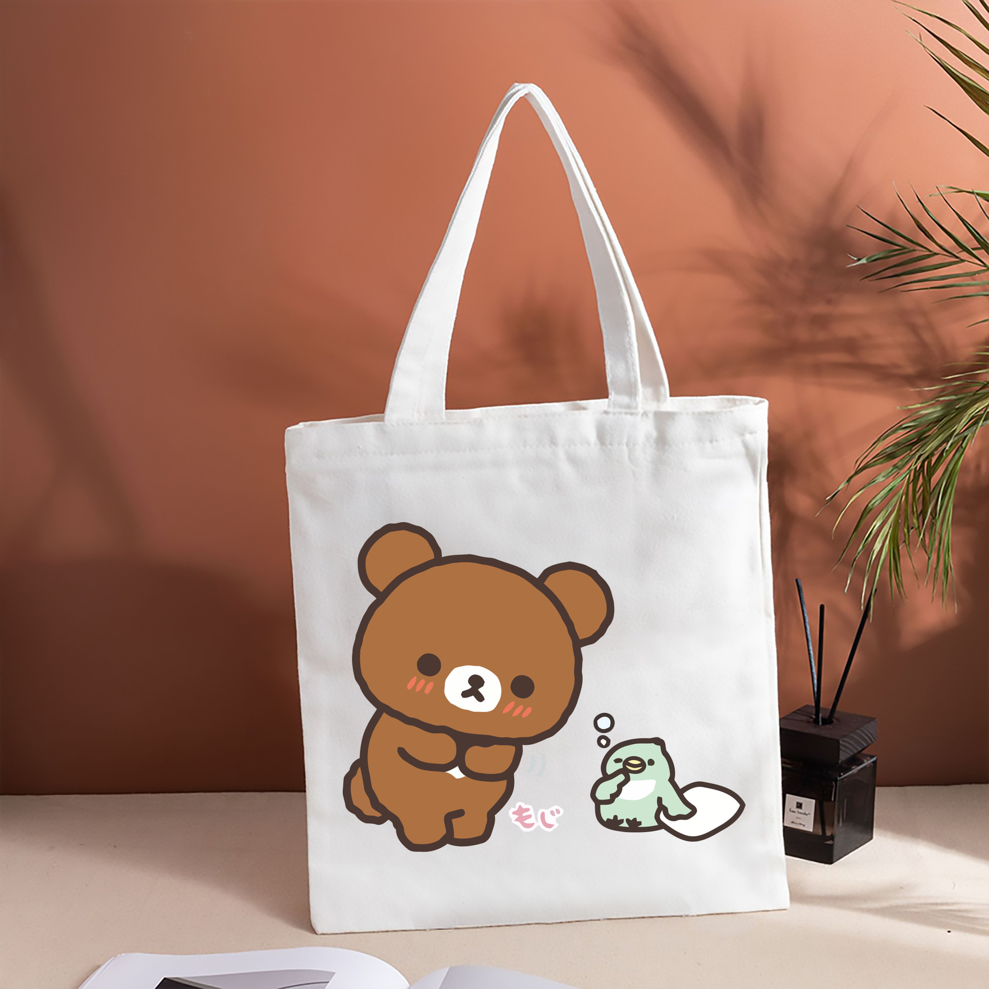 リラックマ リラックマ キイロイトリ Rilakkuma Korilakkuma Kiiroitori 縦型キャンバス生地手提げバッグ　トートバッグ