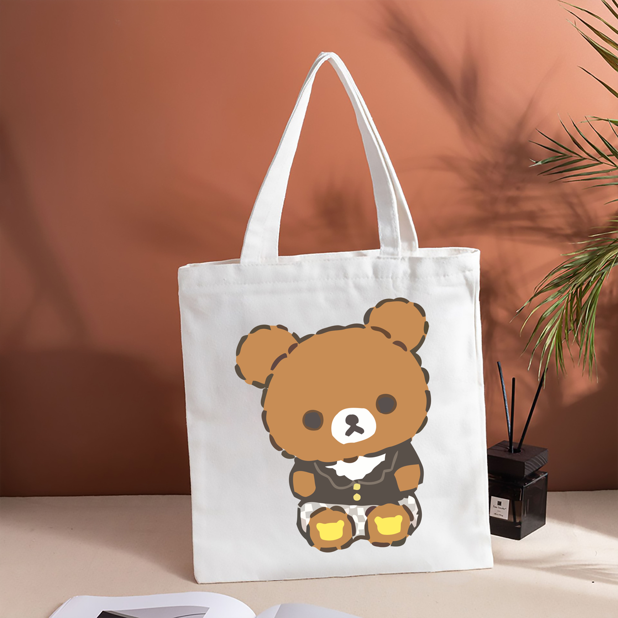 リラックマ リラックマ キイロイトリ Rilakkuma Korilakkuma Kiiroitori 縦型キャンバス生地手提げバッグ　トートバッグ