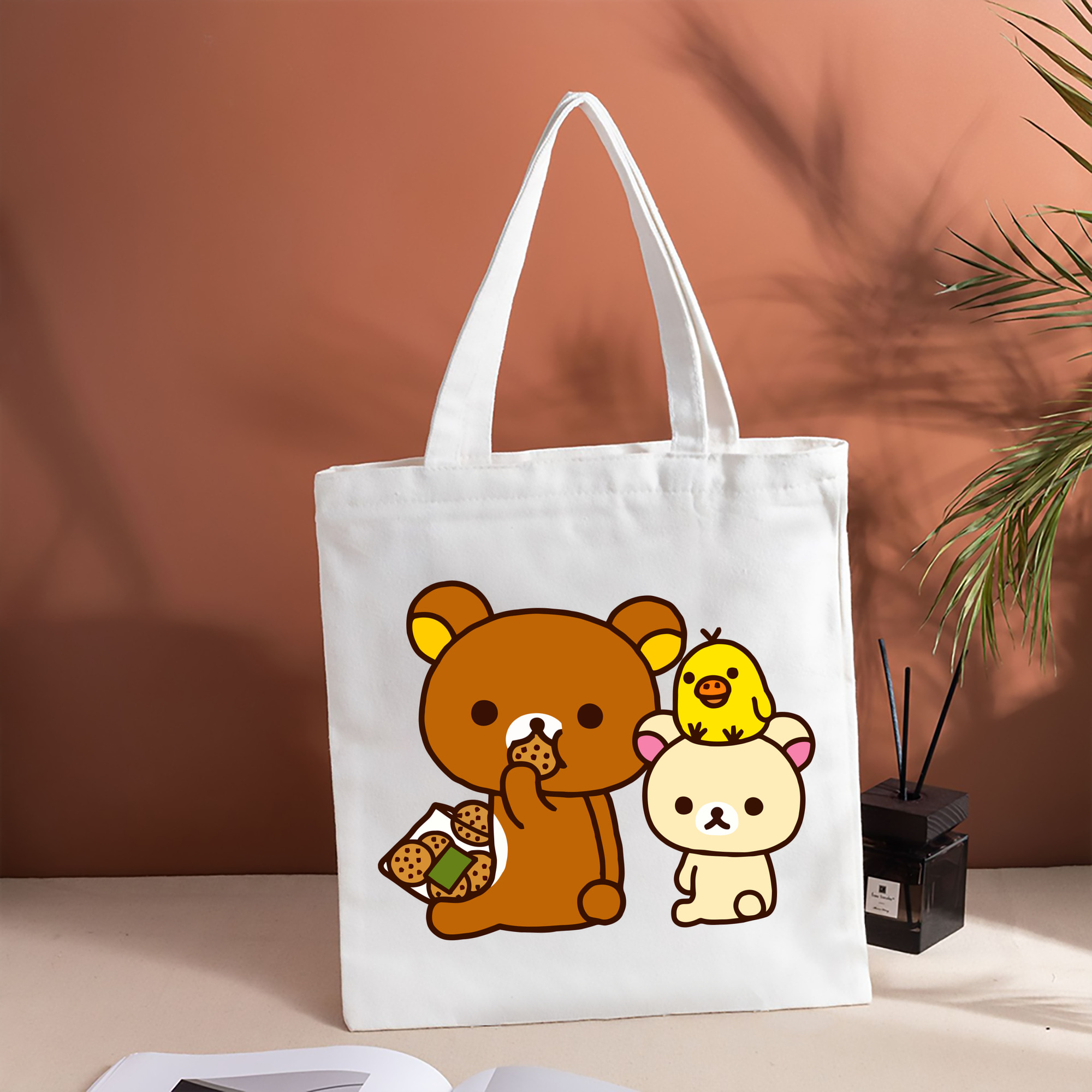 リラックマ リラックマ キイロイトリ Rilakkuma Korilakkuma Kiiroitori 縦型キャンバス生地手提げバッグ　トートバッグ