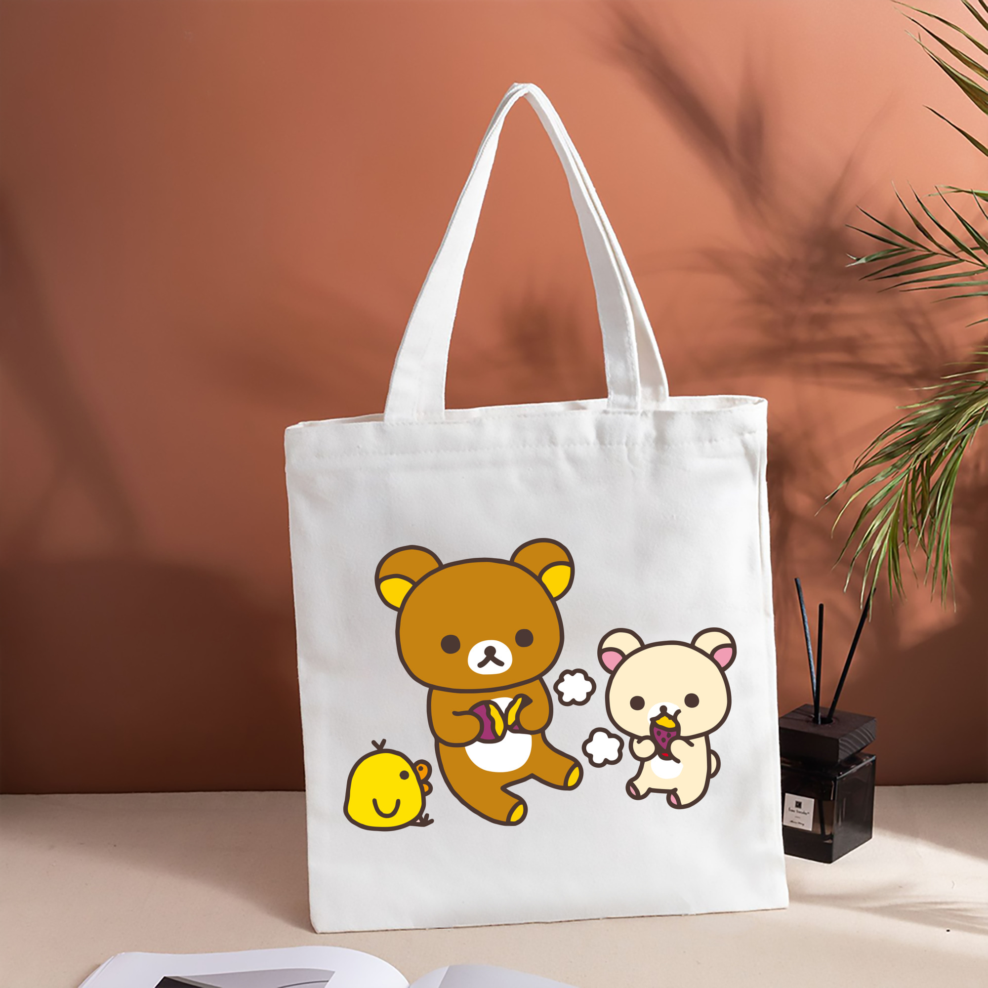 リラックマ リラックマ キイロイトリ Rilakkuma Korilakkuma Kiiroitori 縦型キャンバス生地手提げバッグ　トートバッグ