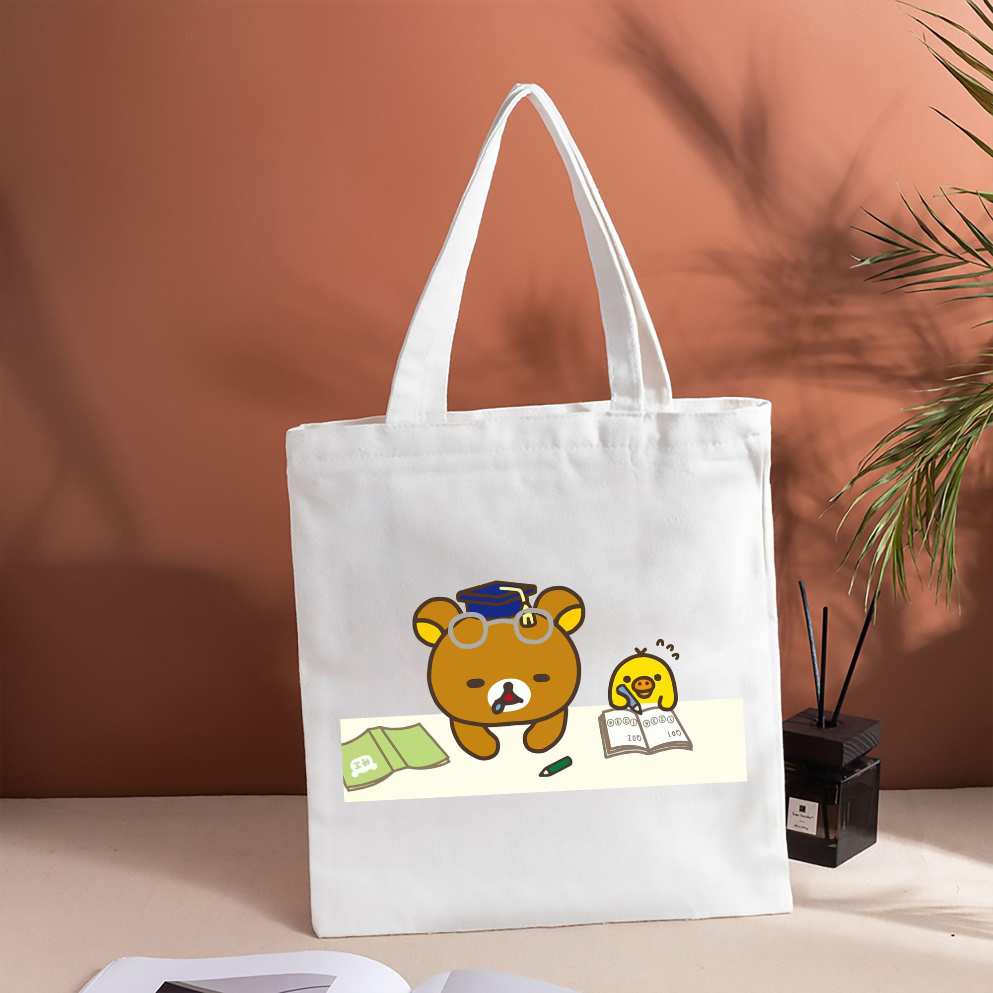 リラックマ リラックマ キイロイトリ Rilakkuma Korilakkuma Kiiroitori 縦型キャンバス生地手提げバッグ　トートバッグ