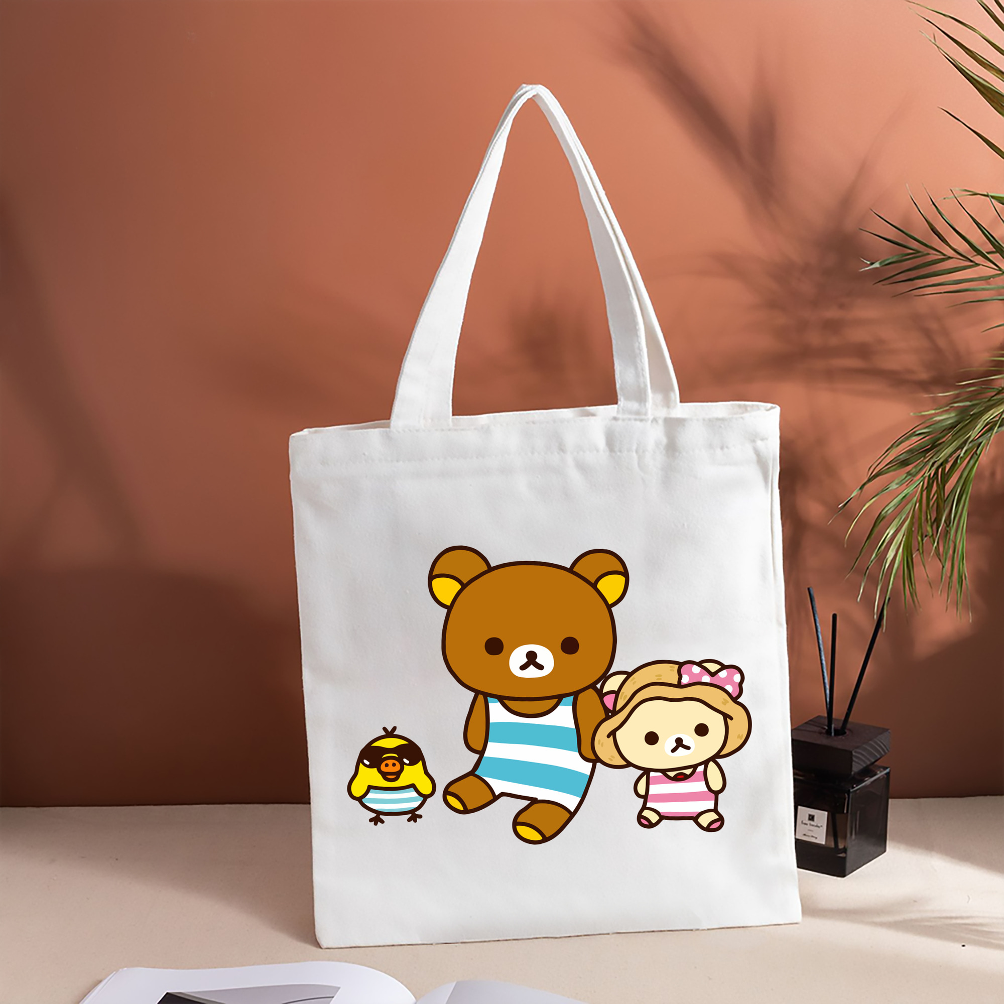 リラックマ リラックマ キイロイトリ Rilakkuma Korilakkuma Kiiroitori 縦型キャンバス生地手提げバッグ　トートバッグ