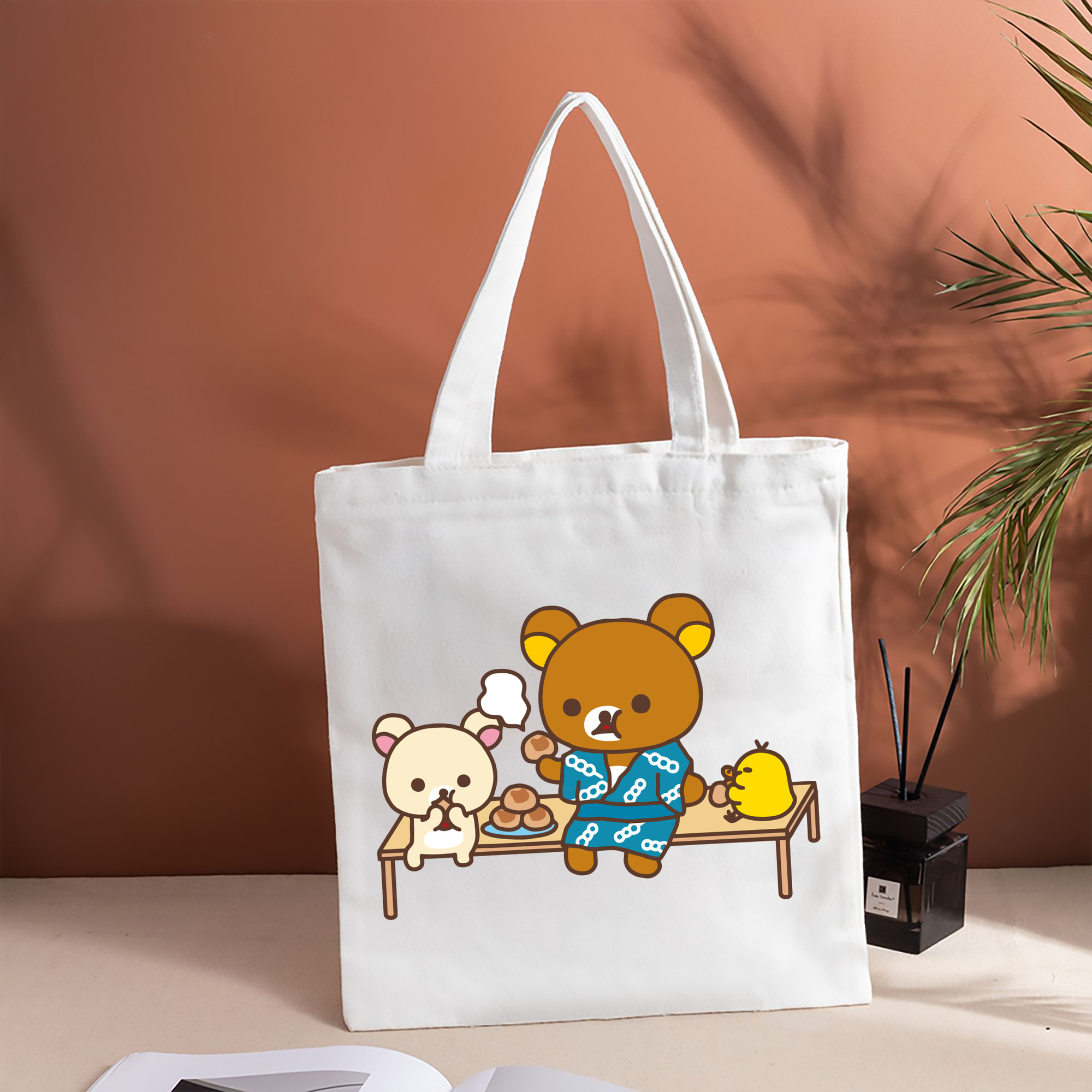 リラックマ リラックマ キイロイトリ Rilakkuma Korilakkuma Kiiroitori 縦型キャンバス生地手提げバッグ　トートバッグ
