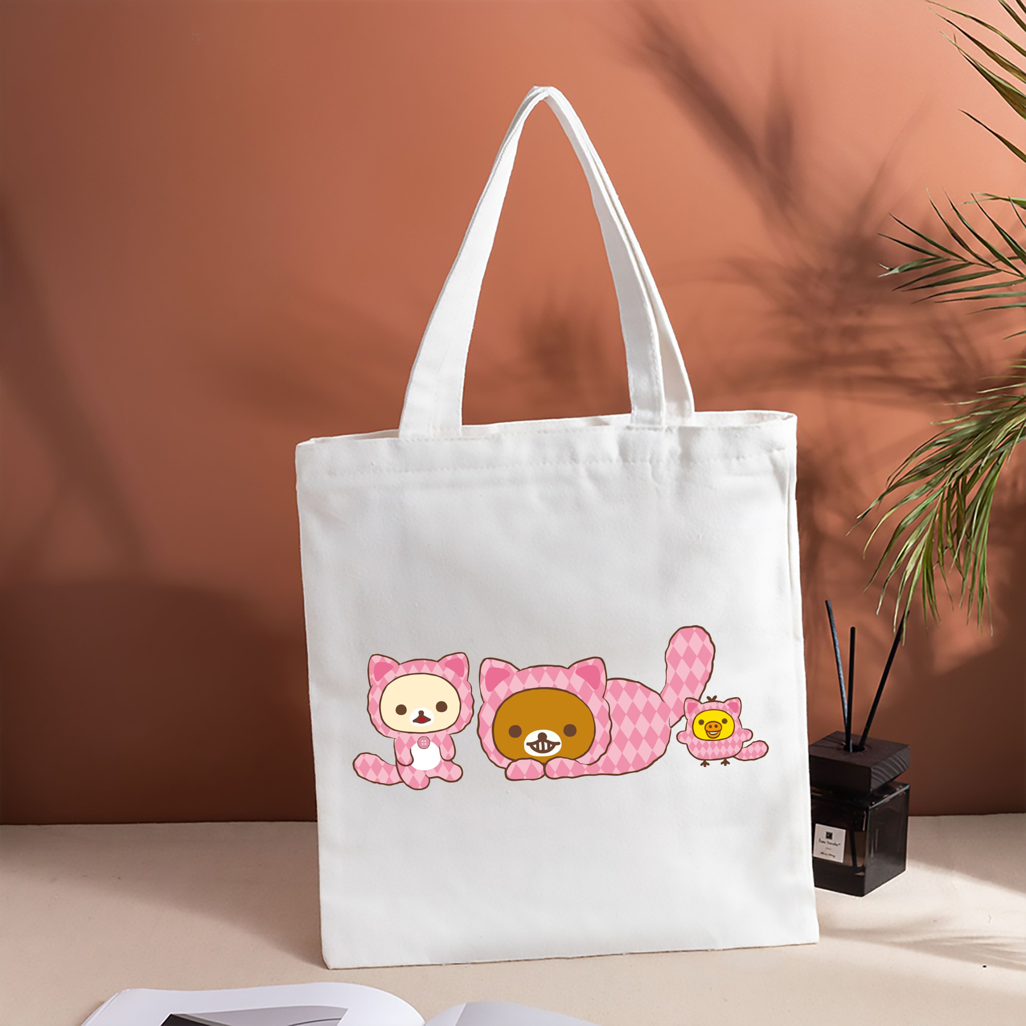 リラックマ リラックマ キイロイトリ Rilakkuma Korilakkuma Kiiroitori 縦型キャンバス生地手提げバッグ　トートバッグ
