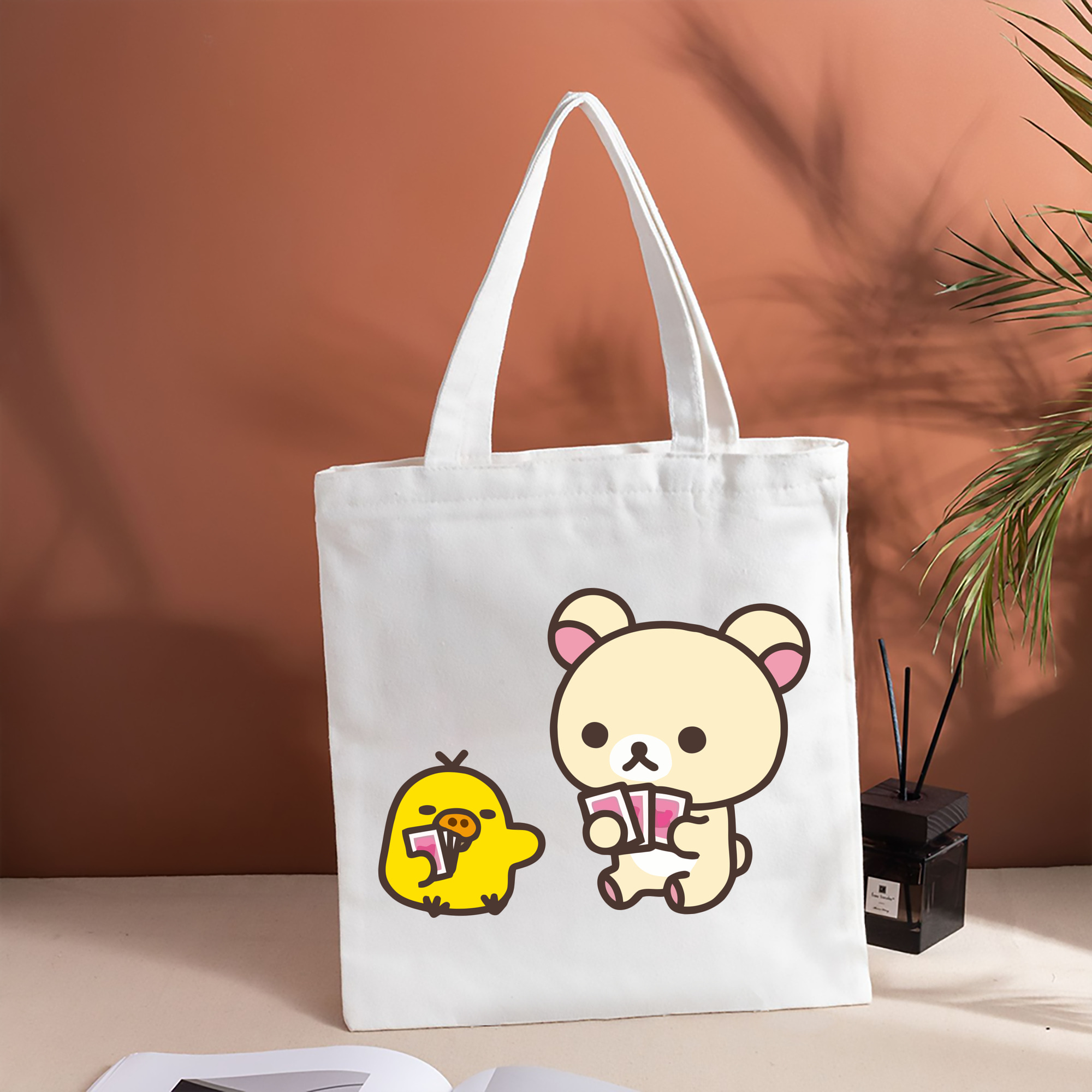 リラックマ リラックマ キイロイトリ Rilakkuma Korilakkuma Kiiroitori 縦型キャンバス生地手提げバッグ　トートバッグ