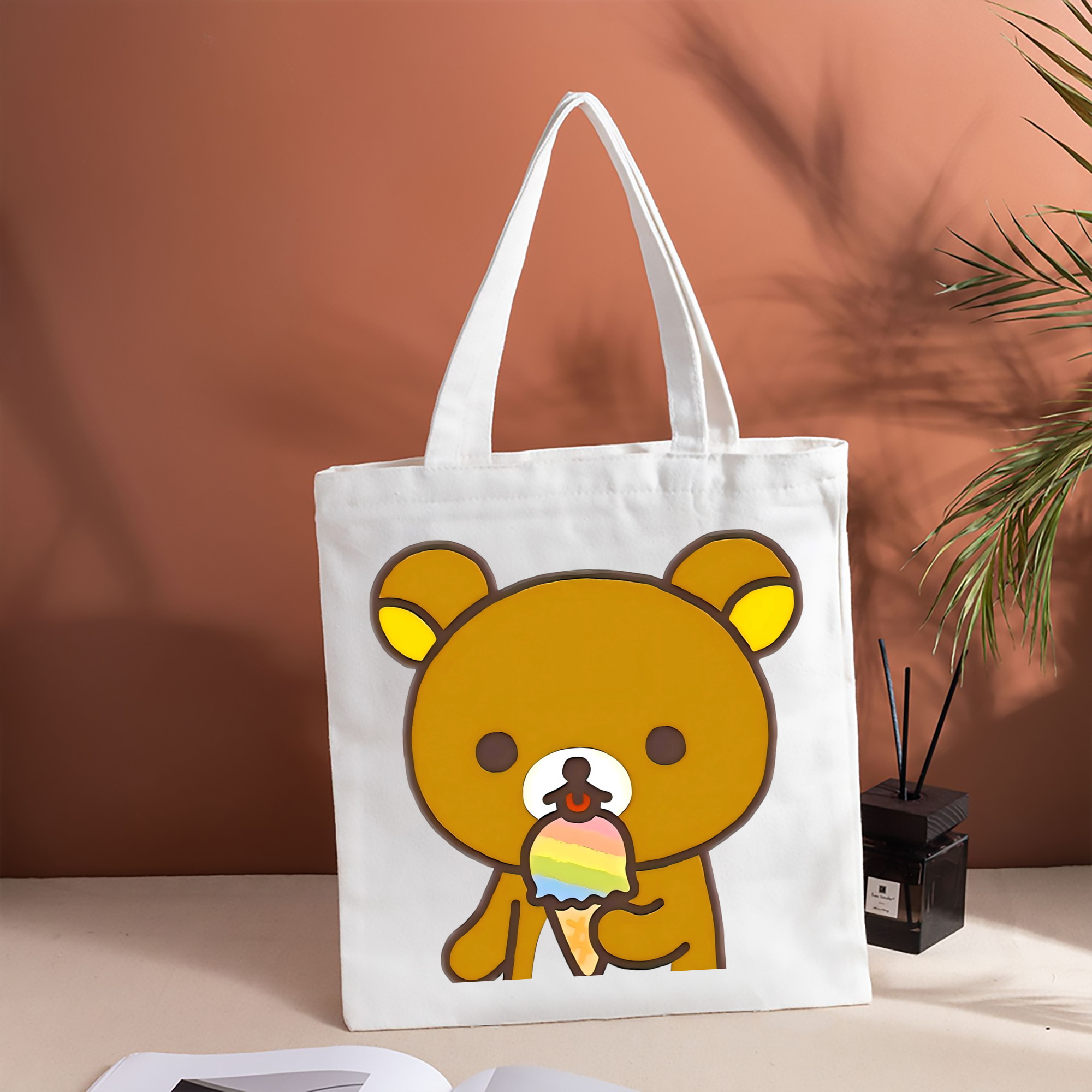 リラックマ リラックマ キイロイトリ Rilakkuma Korilakkuma Kiiroitori 縦型キャンバス生地手提げバッグ　トートバッグ