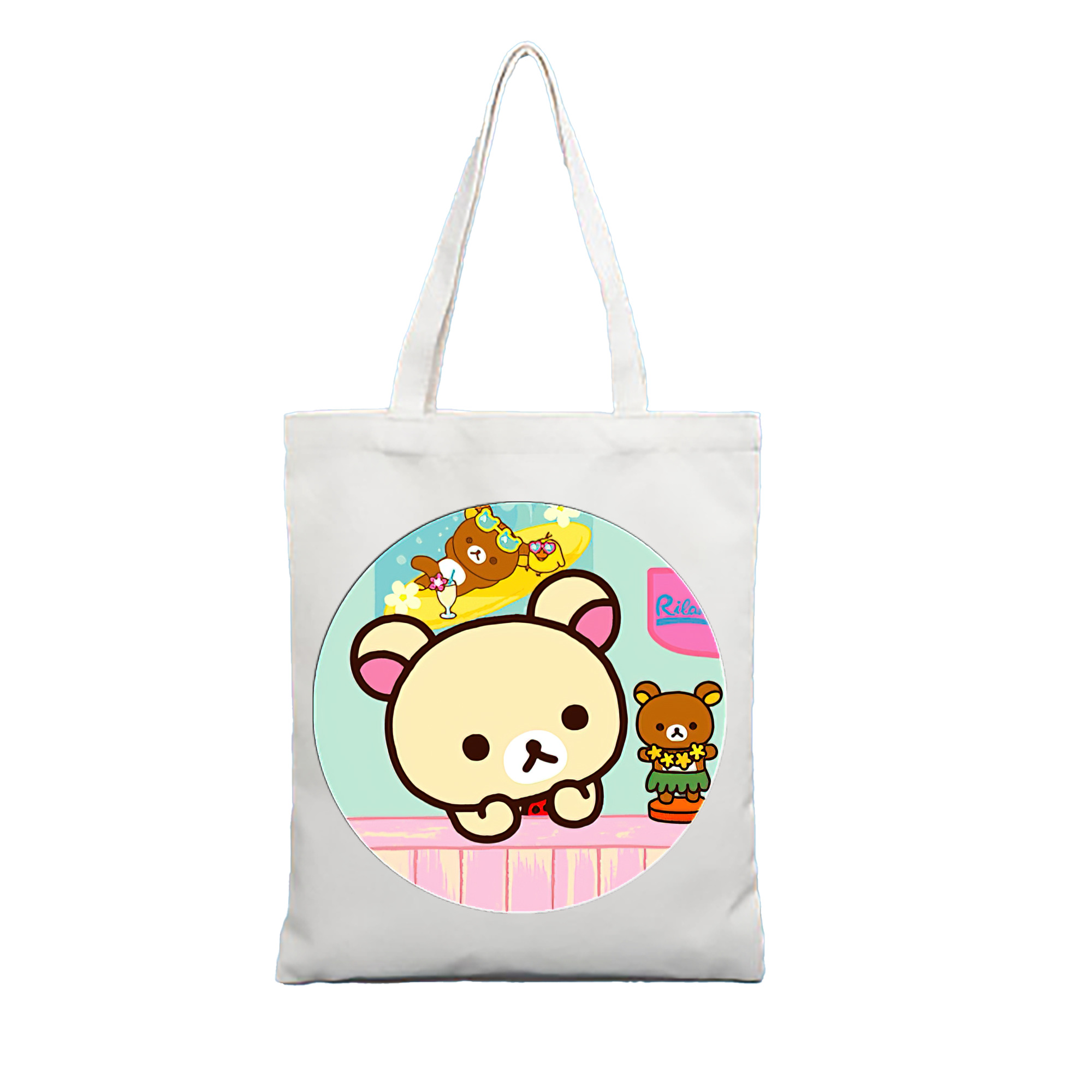 （画像用） リラックマ リラックマ キイロイトリ Rilakkuma Korilakkuma Kiiroitori 縦型キャンバス生地手提げバッグ　トートバッグ