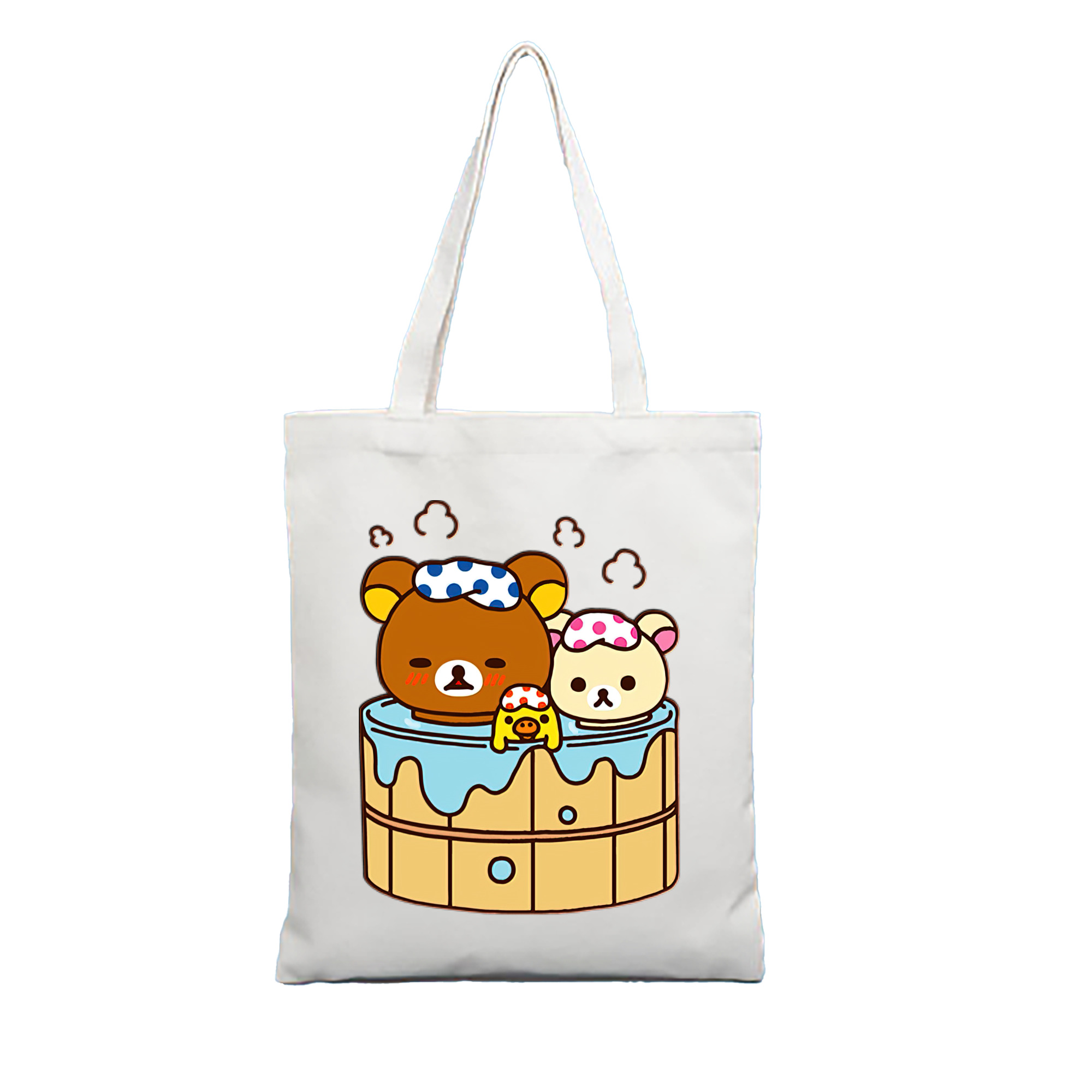 （画像用） リラックマ リラックマ キイロイトリ Rilakkuma Korilakkuma Kiiroitori 縦型キャンバス生地手提げバッグ　トートバッグ