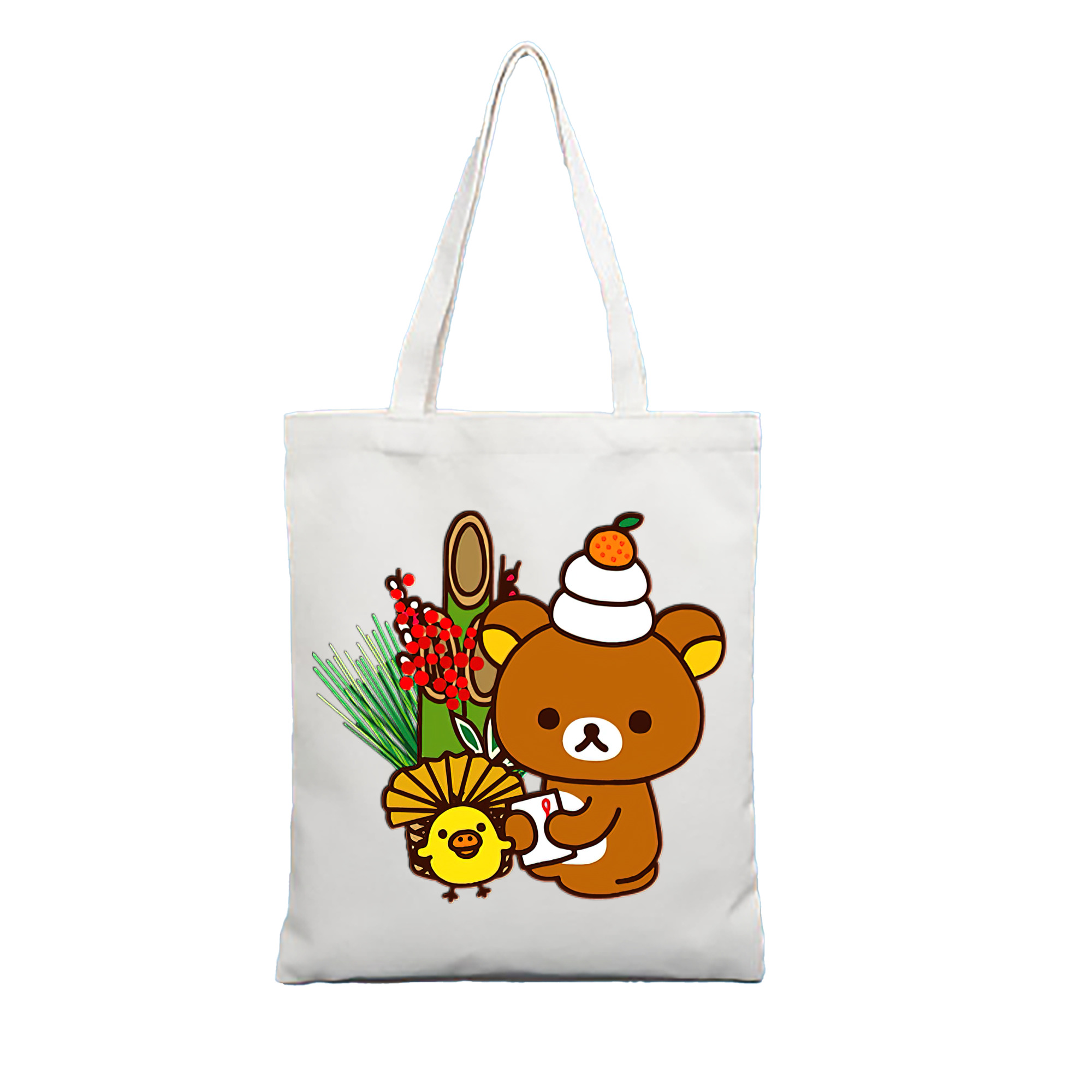 （画像用） リラックマ リラックマ キイロイトリ Rilakkuma Korilakkuma Kiiroitori 縦型キャンバス生地手提げバッグ　トートバッグ