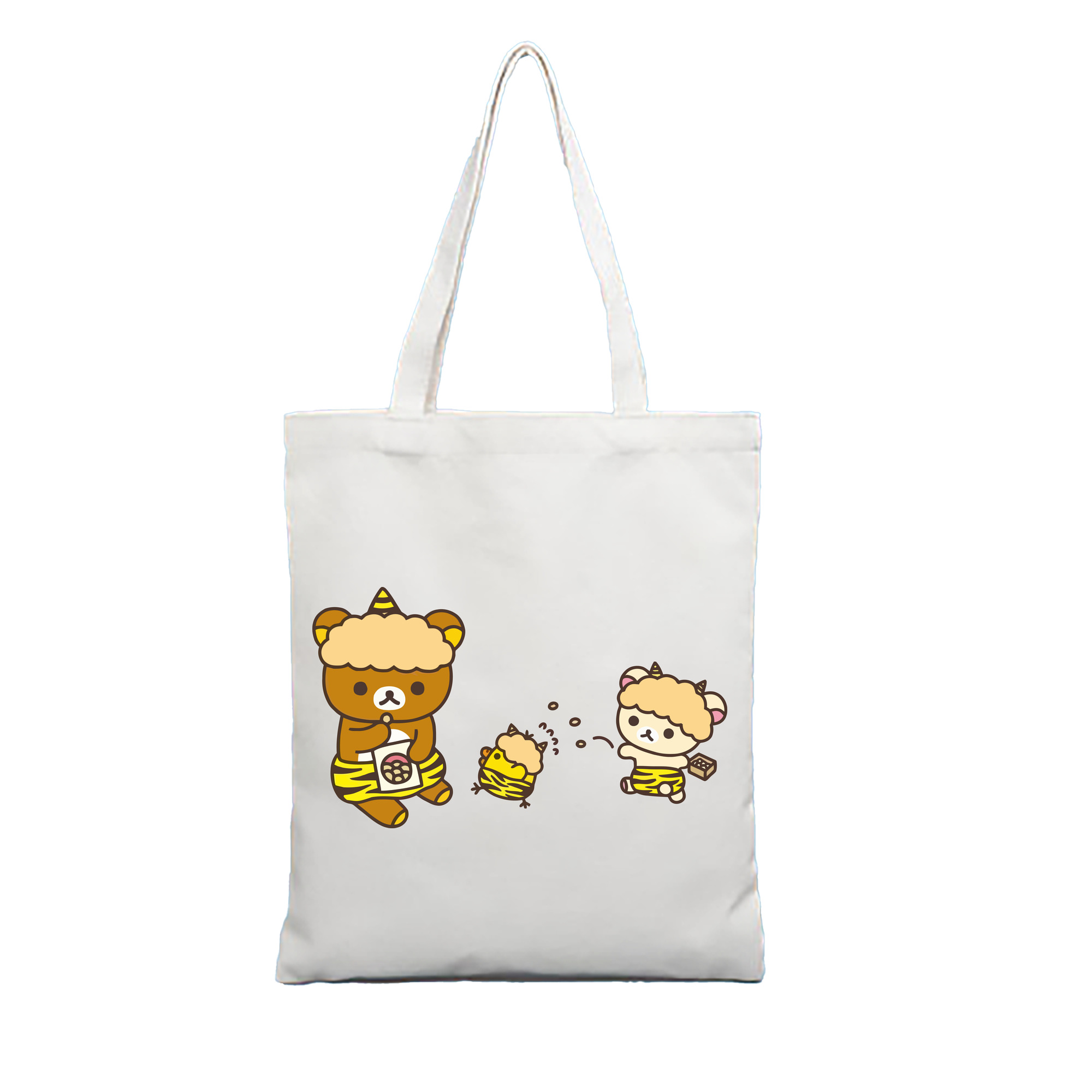 （画像用） リラックマ リラックマ キイロイトリ Rilakkuma Korilakkuma Kiiroitori 縦型キャンバス生地手提げバッグ　トートバッグ