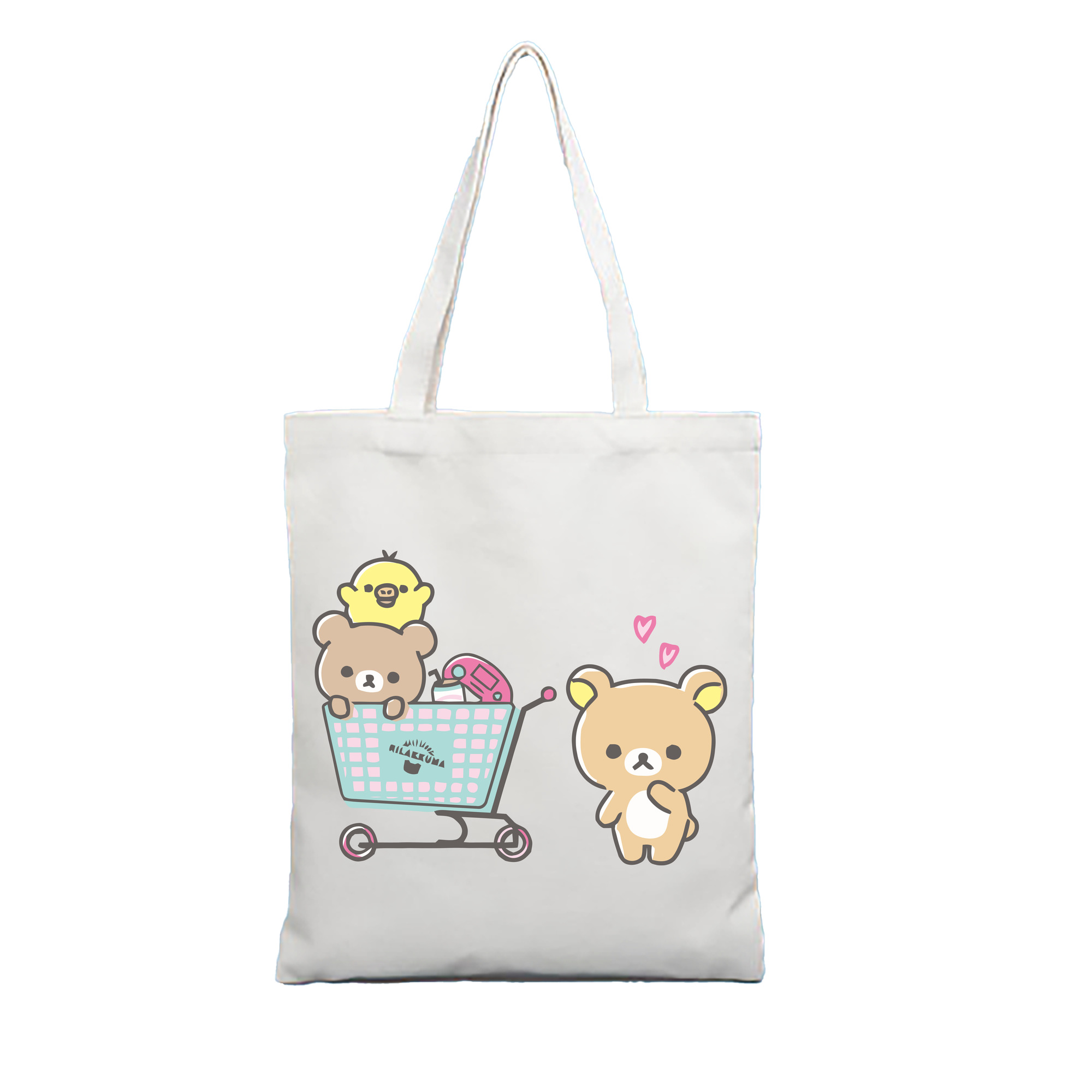 （画像用） リラックマ リラックマ キイロイトリ Rilakkuma Korilakkuma Kiiroitori 縦型キャンバス生地手提げバッグ　トートバッグ